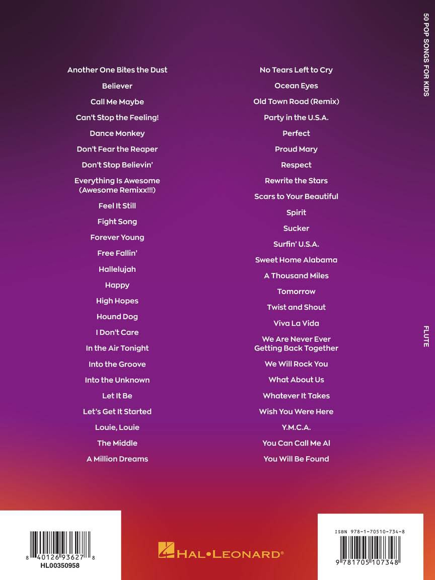 50 Pop Songs for Kids for Flute