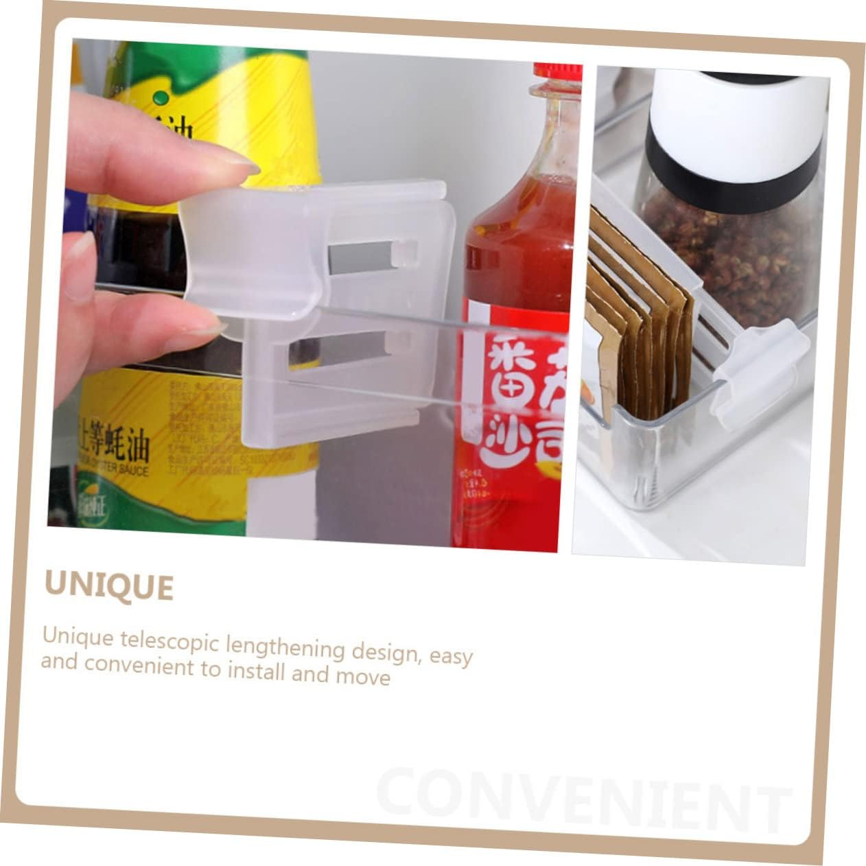 NUOBESTY 3Pcs Adjustable Fridge Side Door Partition Plastic Divider Set, Refrigerator Space Separator for Organizing Small Items, Extendable Storage Panel for Kitchen Fridge image number 5