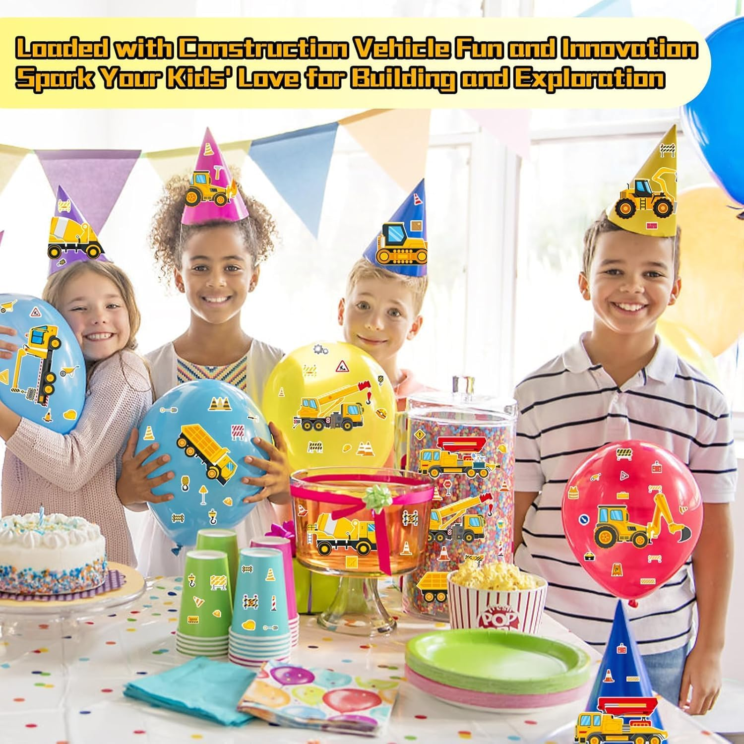 Chengruiy 24 Sheets Construction Truck Stickers for Kids, DIY Educational Crafts, Create Custom Vehicles, Car Themed Favors, STEM Learning Toys for Toddlers Creative Play Activity Kits image number 1