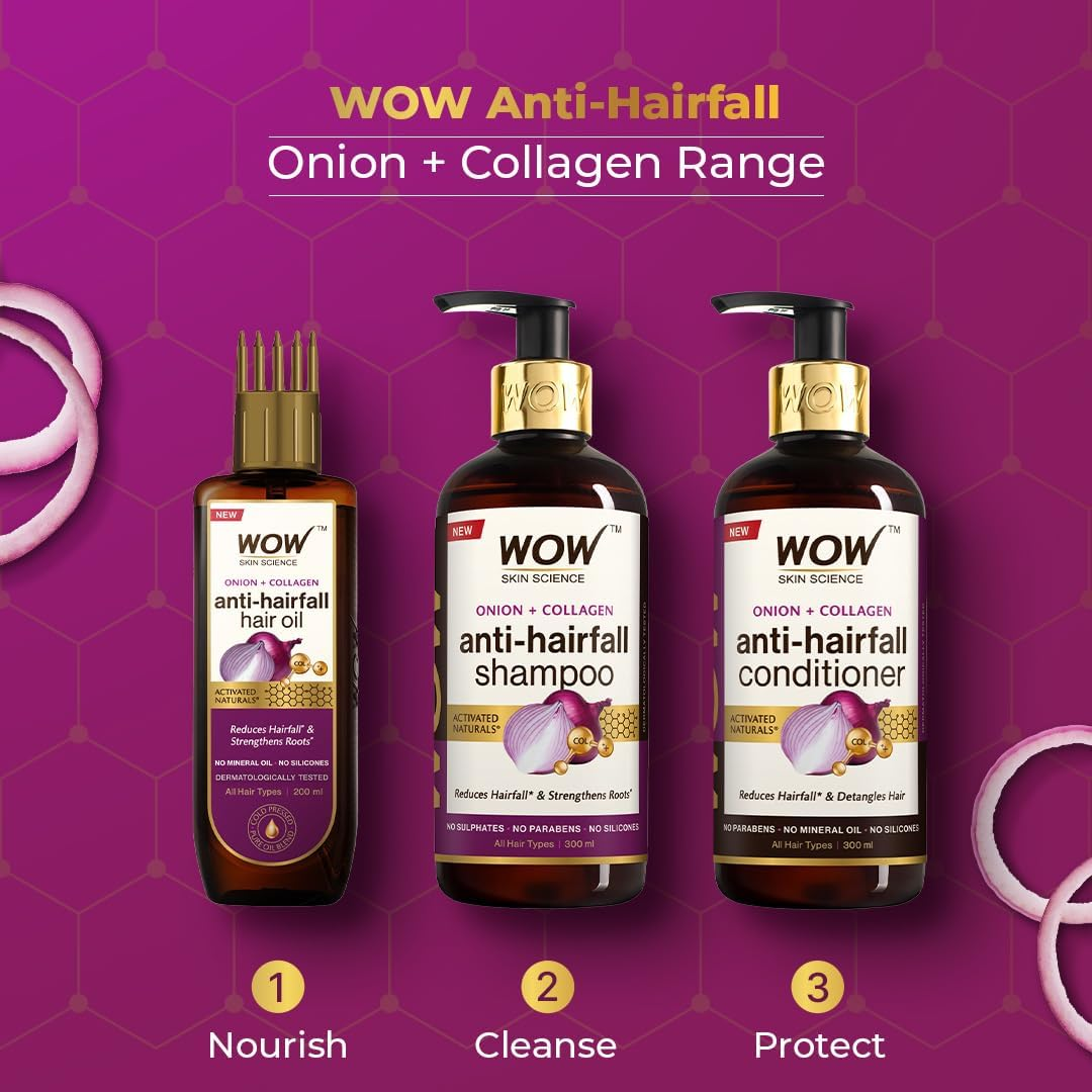 WOW Skin Science Red Onion Black Seed Oil Shampoo with Red Onion Seed Oil Extract, Black Seed Oil & Pro-Vitamin B5 - No Parabens, Sulphates, Silicones, Color & Peg, 300 Ml image number 4