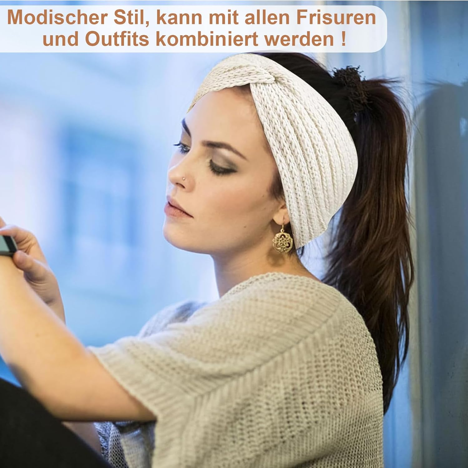 Cfcyhla Pack of 4 Women'S Winter Knitted Headband Women Girls Women Hair Bands Wide Ear Warmers Crochet Elastic Hair Accessories for Outdoor Sports, Skiing, Running image number 3