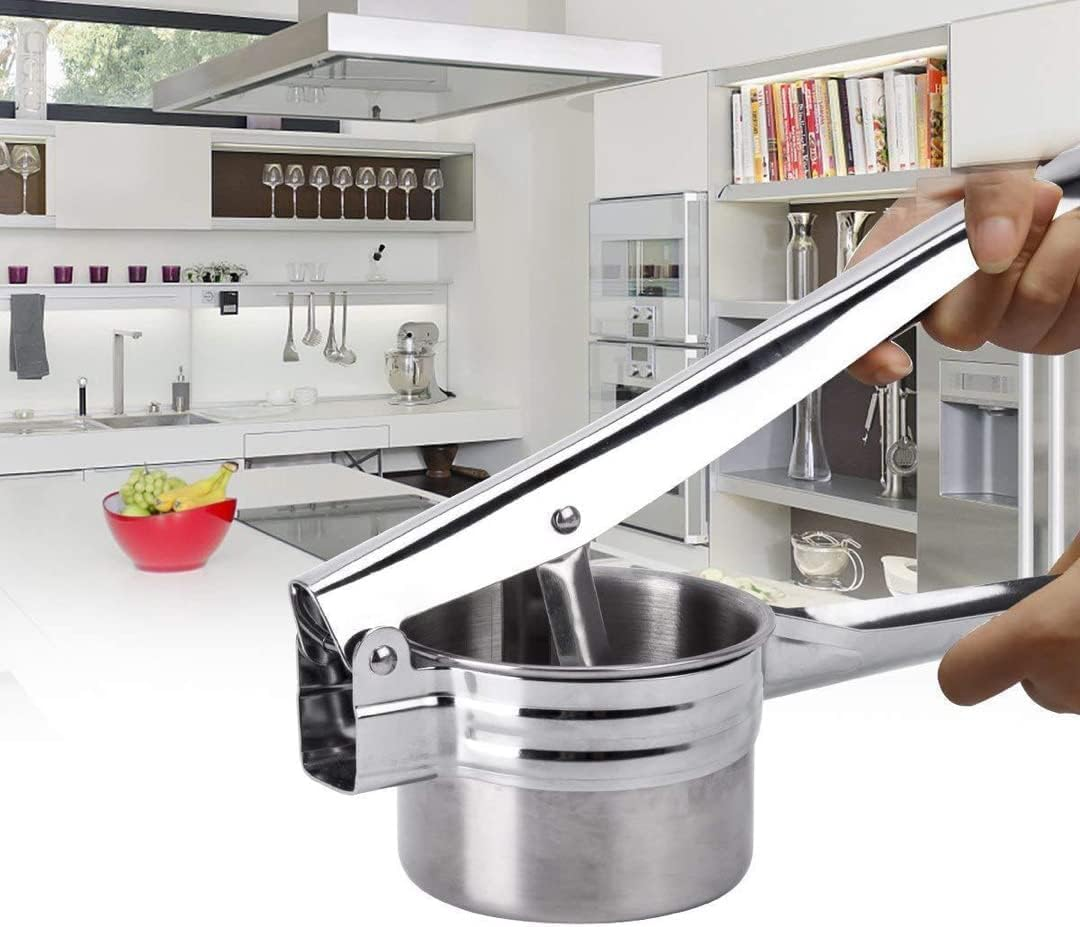 Potato Ricer Stainless Steel Masher, Large Capacity 15Oz Potato Masher Kitchen Tool for Potatoes, Fruits, Vegetables and Baby Food, Juicer, Vegetable Strainer with 3 Interchangeable Ricing Discs image number 4