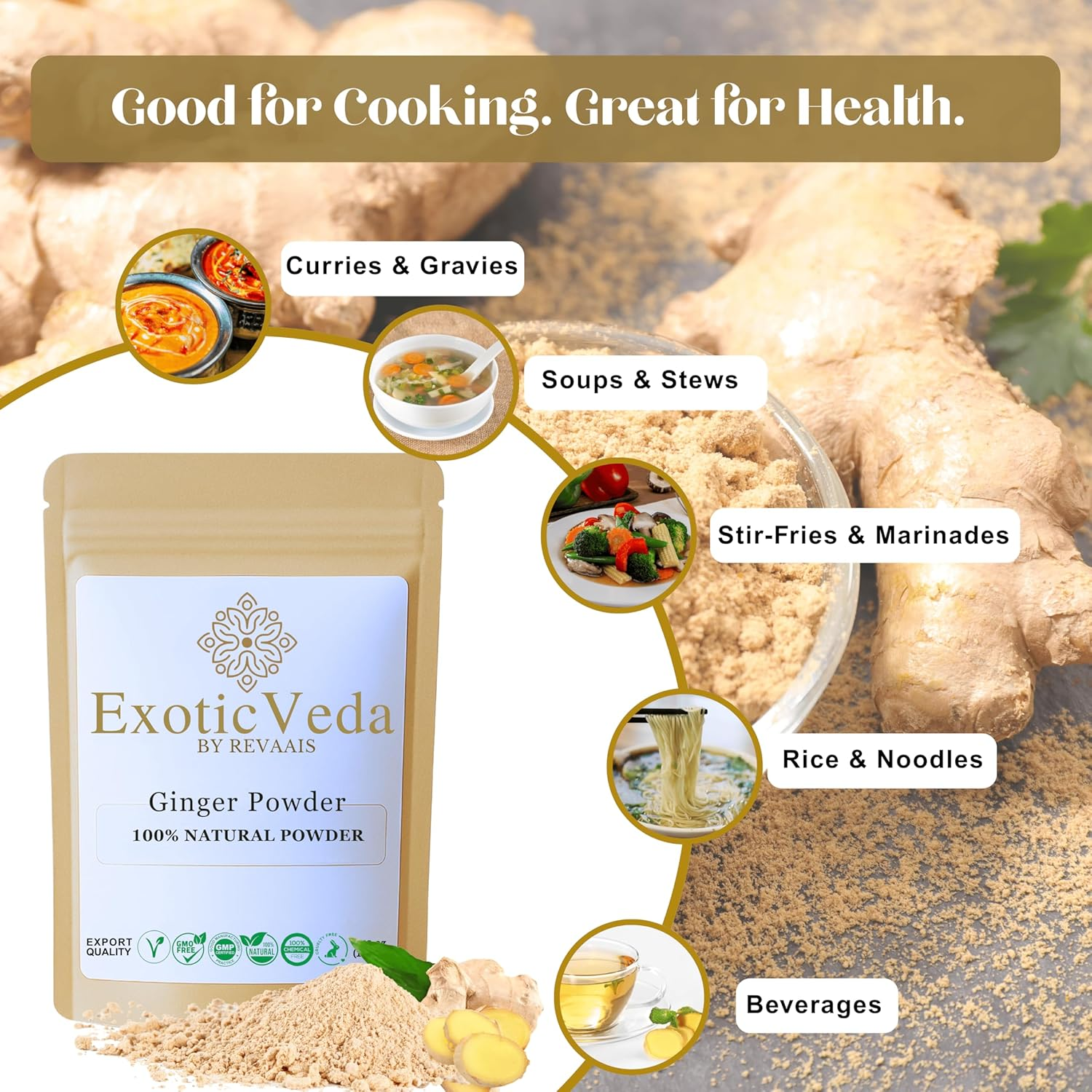 Exotic Veda Ginger Powder | 100% Pure & Natural | No Additives, No Preservatives | 100G Pack image number 2