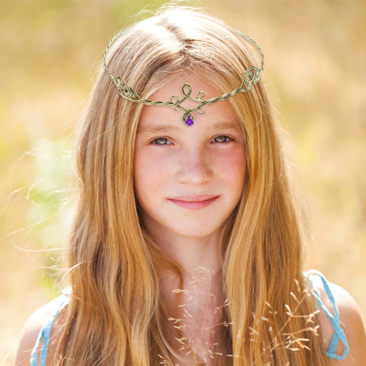 ZJIVQO Forehead Headbands Iron Circlet for Women Woven Forehead Band Crystals Tiaras Hair Band Gold Hair Hoop with Jewels Crystal Rhinestone Wedding Head Band Princess Crown Headband Tiara,Purple, image number 4