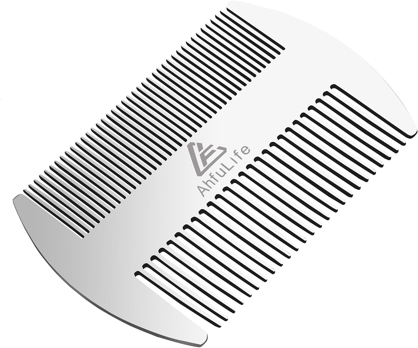 Ahfulife Metal Hair & Beard Comb - EDC Credit Card Size - Anti-Static Dual Action - Stainless Steel Comb Gift Box image number 3