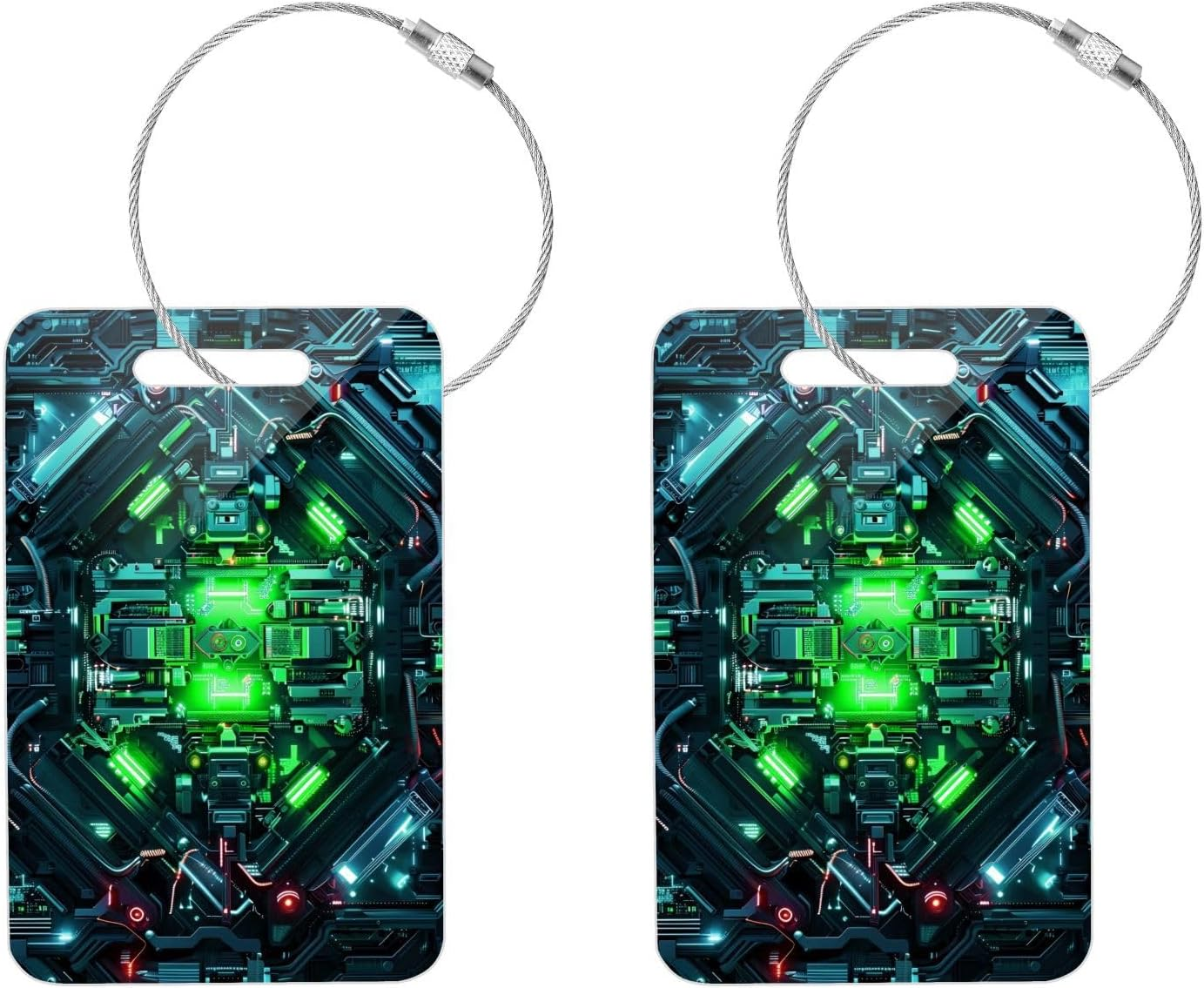 Cool Green Gear Acrylic Suitcase Tags for Luggage Airport Luggage Tags Travel Baggage Tag 4Pcs Suitecase Tags image number 3