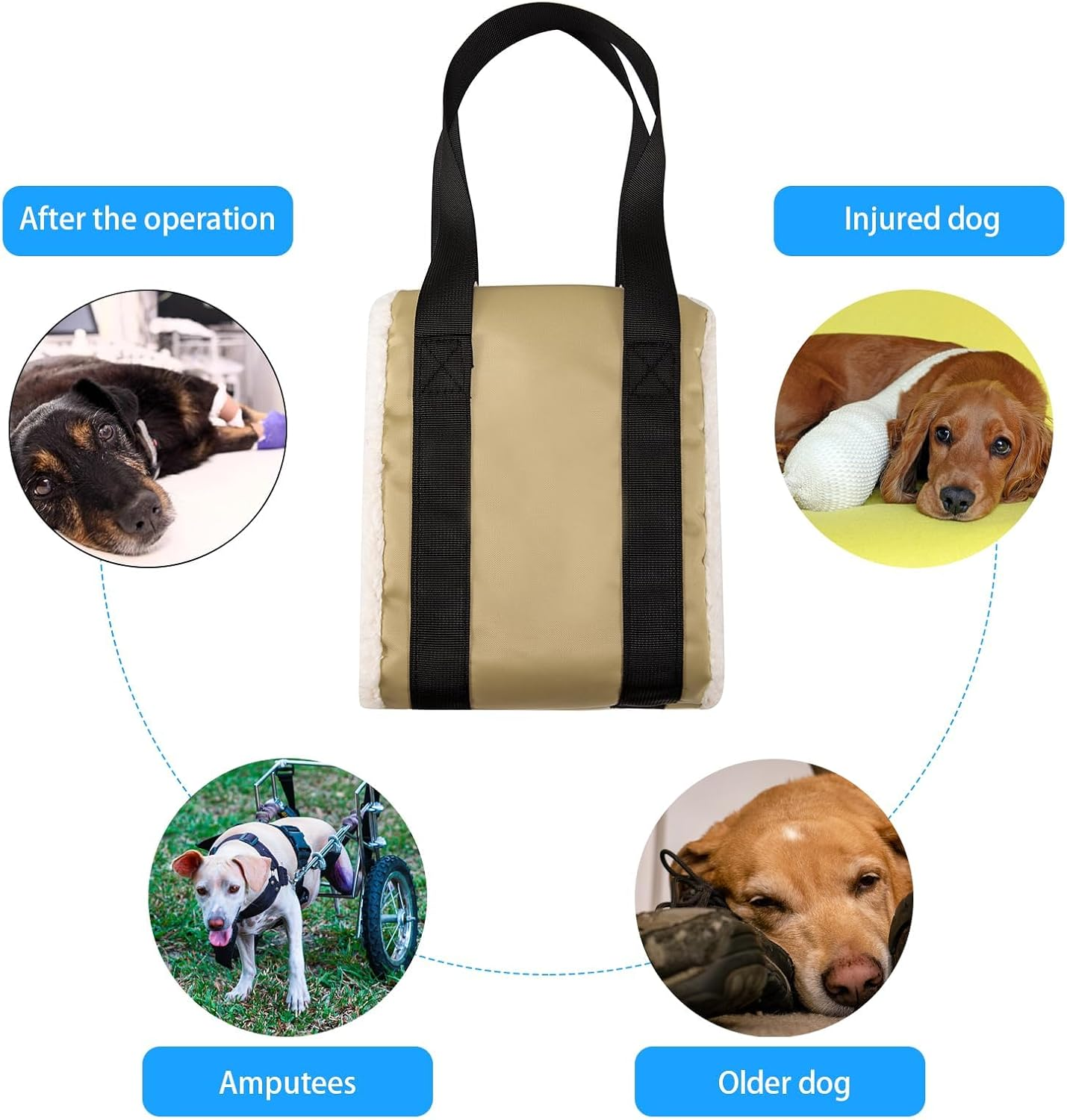 30-120 Lbs Dog Sling for Large Dogs Hind Leg Support,Dog Lift Harness for Back Legs,Helps Elderly Pet with Reduced Mobility, for Walking Canine Arthritis Rehabilitation(Beige)