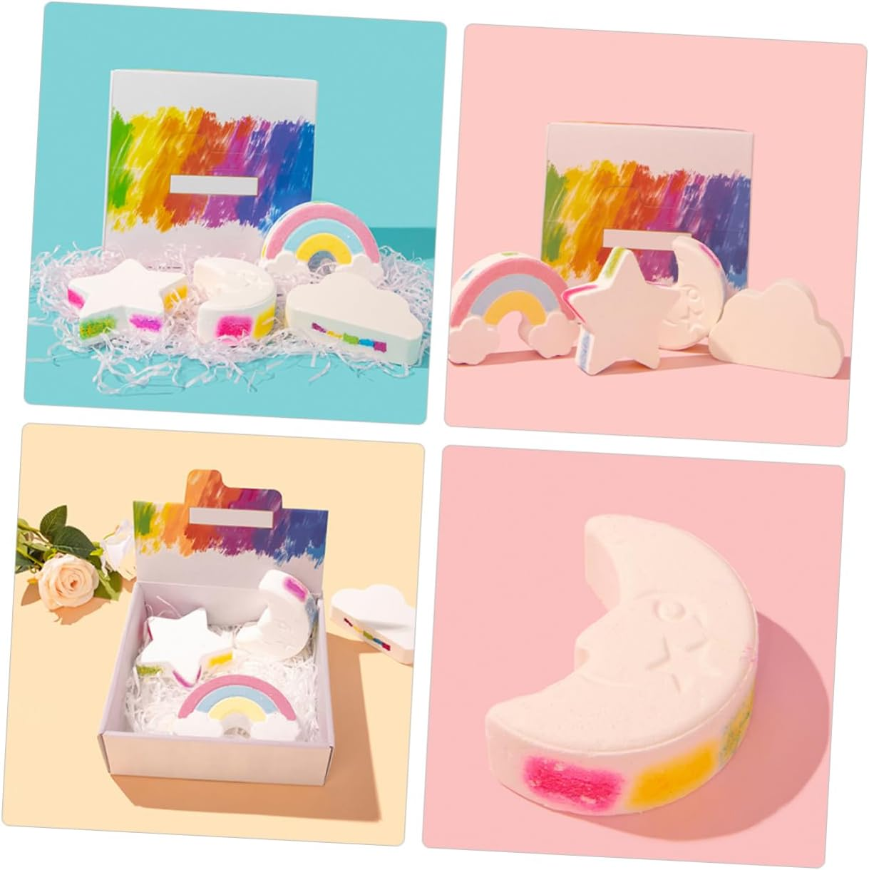 COOLHIYA 4Pcs Cute Bubble Making Bath Salt Bomb Portable Fragrance for Relaxing image number 1