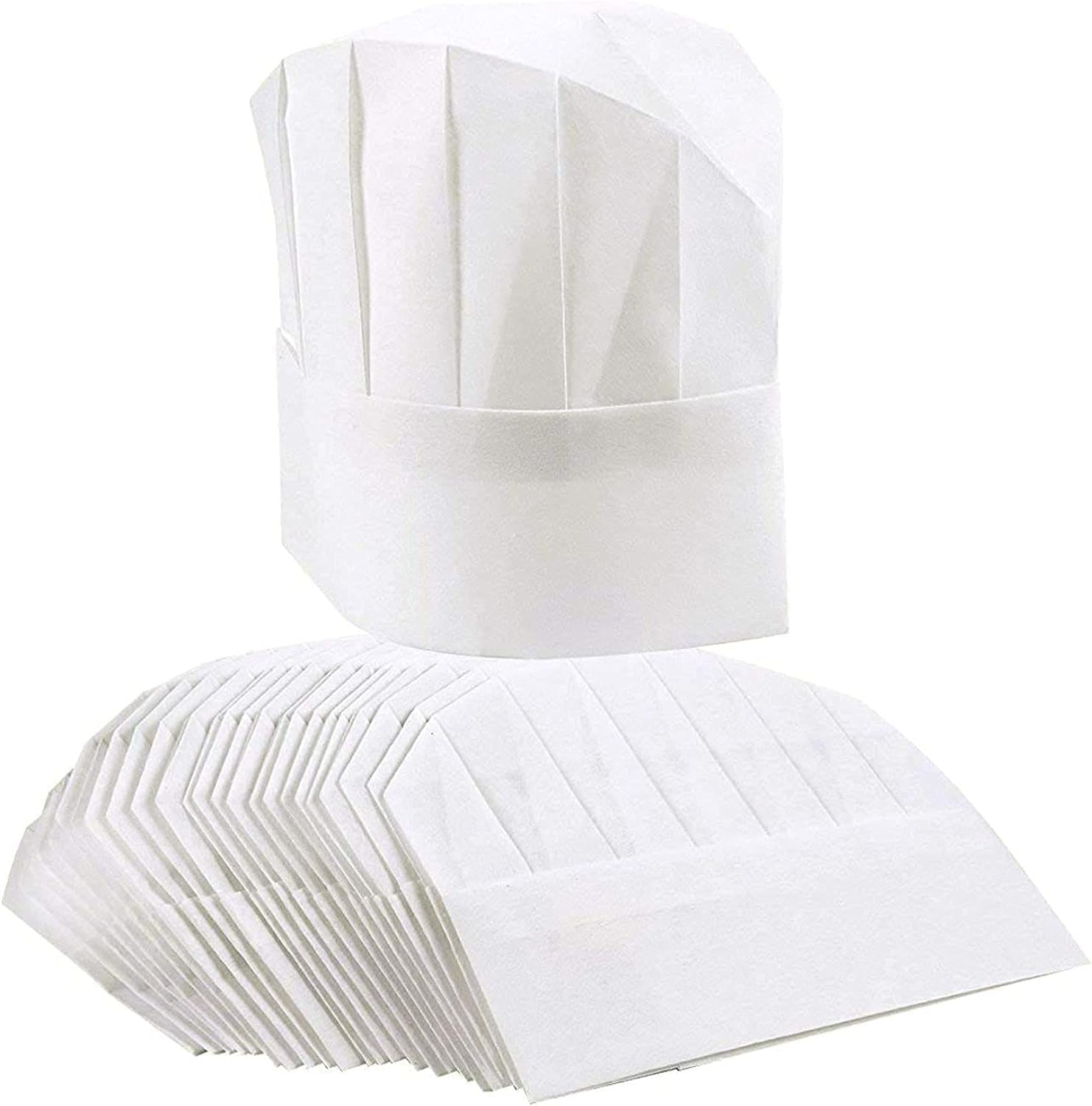 GEHARTY Chef Hats 24-Pack Disposable White Paper Chef Toques Chef Supplies Adjustable Professional Kitchen Chef Caps for Baking Culinary Cooking Safety 20-22 Inches in Circumference
