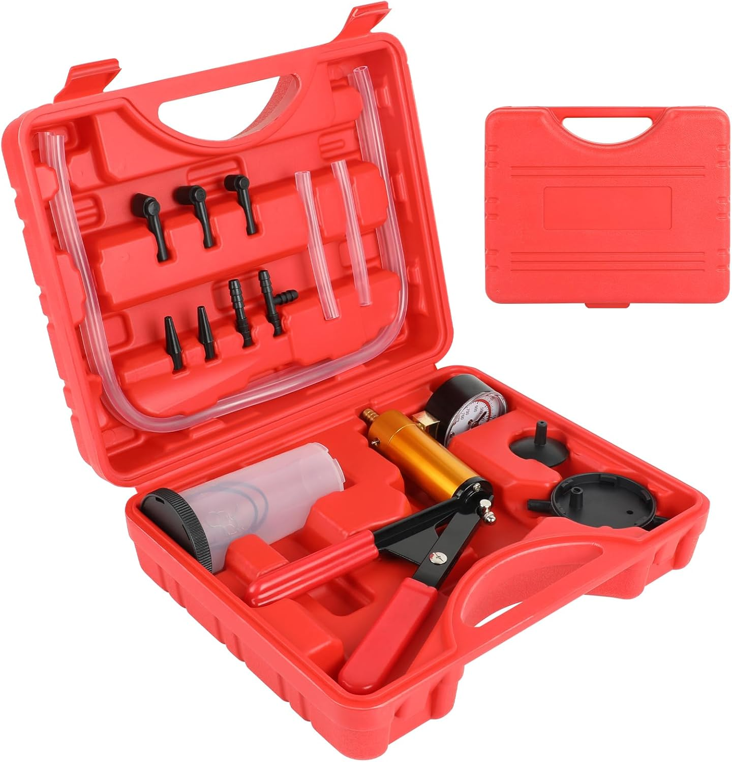 Brake Bleeder Kit,Multifunction Brake Bleeder Vacuum Pump Kit for Both Brake Bleeding and Automotive Diagnose Vacuum Brake Bleeder Pump with Pressure Gauge image number 5