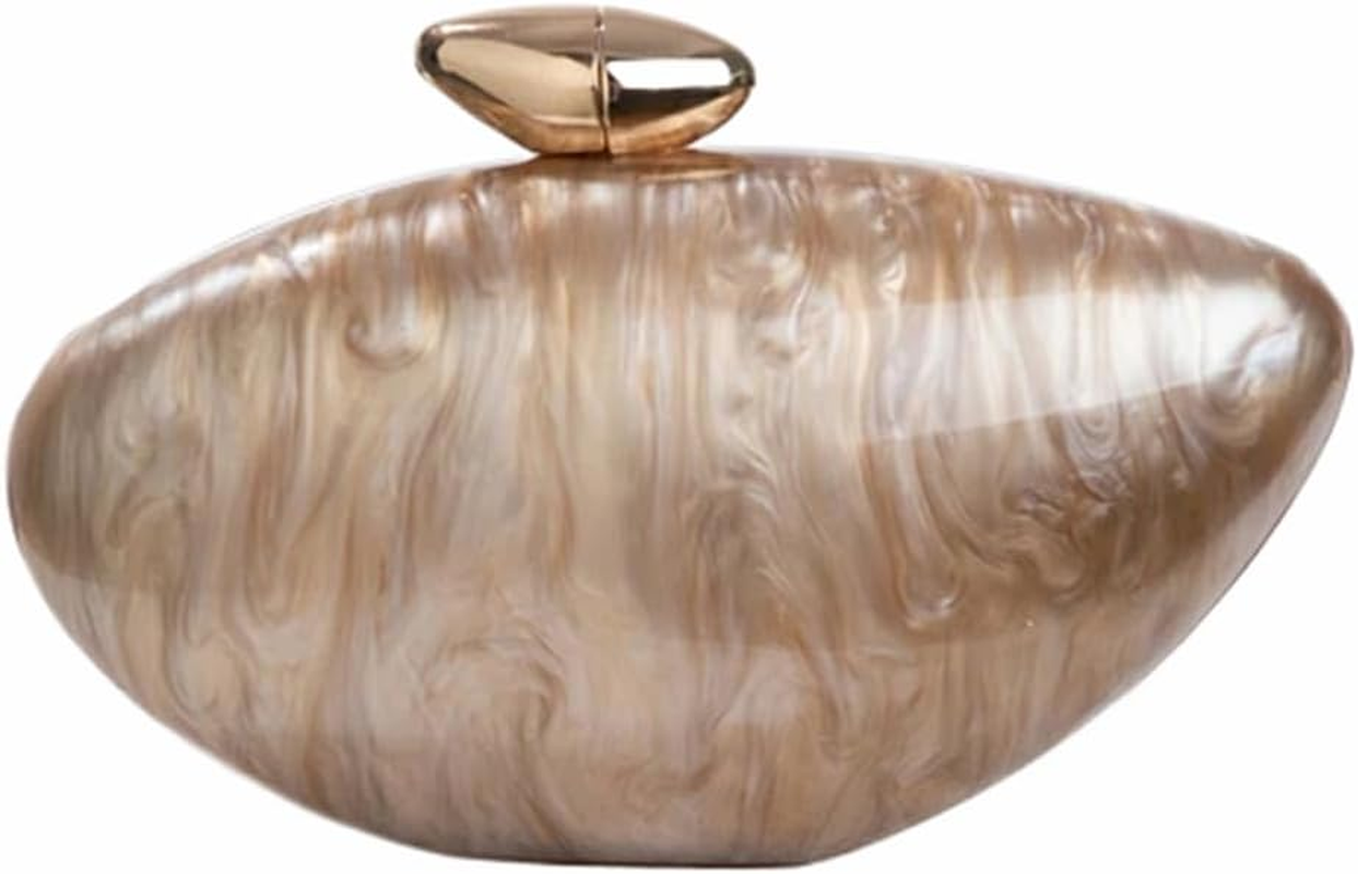 Acrylic Shell Shape Clutch Bag Trendy Metallic Acrylic Clutch Shiny Egg Purses and Handbags for Women Wedding Party