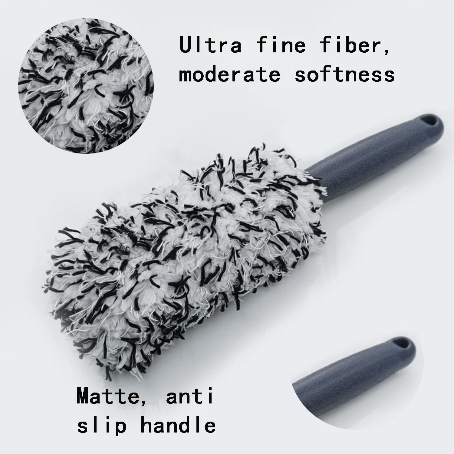 Car Microfibre Wheel Brush, Removable Car Rims Brush, Car Wheel Cleaning Brush, Highly Water Absorption Detailing Cleaner Brushes with Long Handle for Rim Hubs, Spokes, Fenders, Engines image number 2