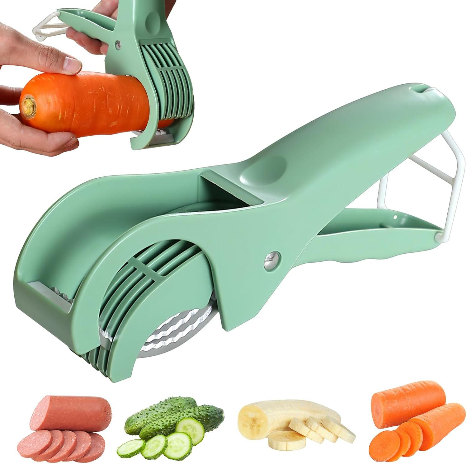 2 Pack Banana Slicer,Stainless Steel Banana Cutter,Fruit Salad Cutter Kitchen Tools for Banana, Hotdog, Strawberry (Green)