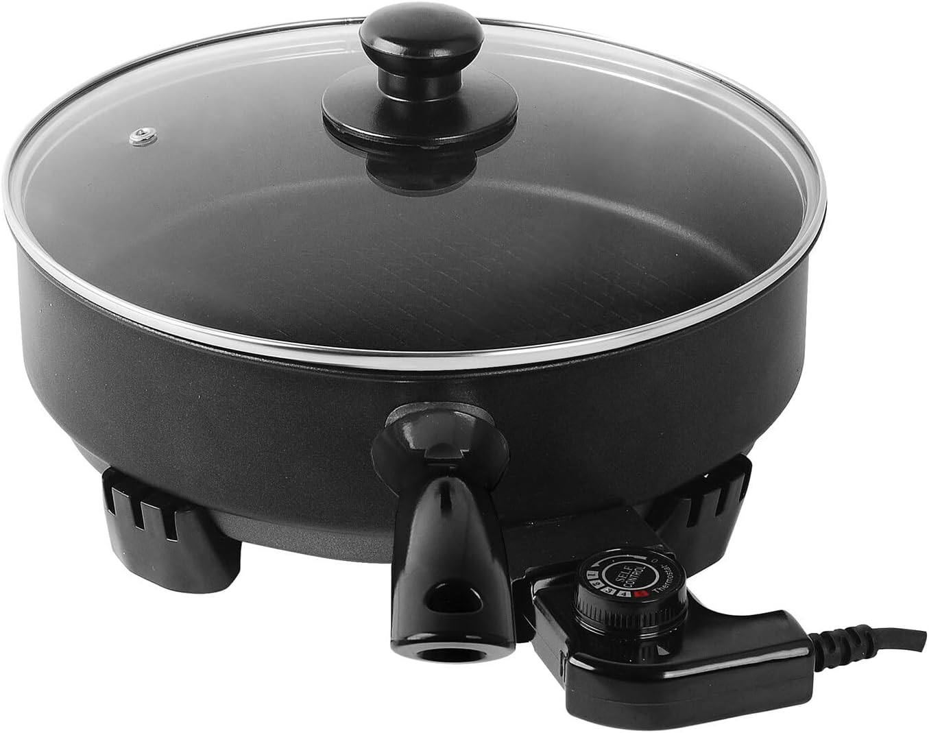 Healthy Choice 28CM Electric Kitchen Skillet with Nonstick Coated Grill Pan & Glass Lid Cover, Indoor Countertop Cooking Pan with 5 Temperature Settings & Handle Compact Easy Clean image number 1