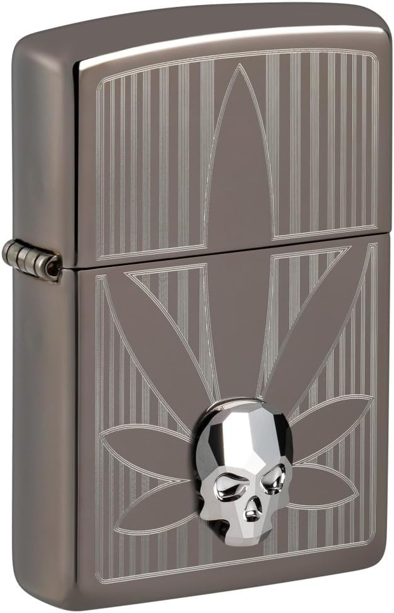 Zippo Cannabis Black Light Windproof Lighter, Black Matte
