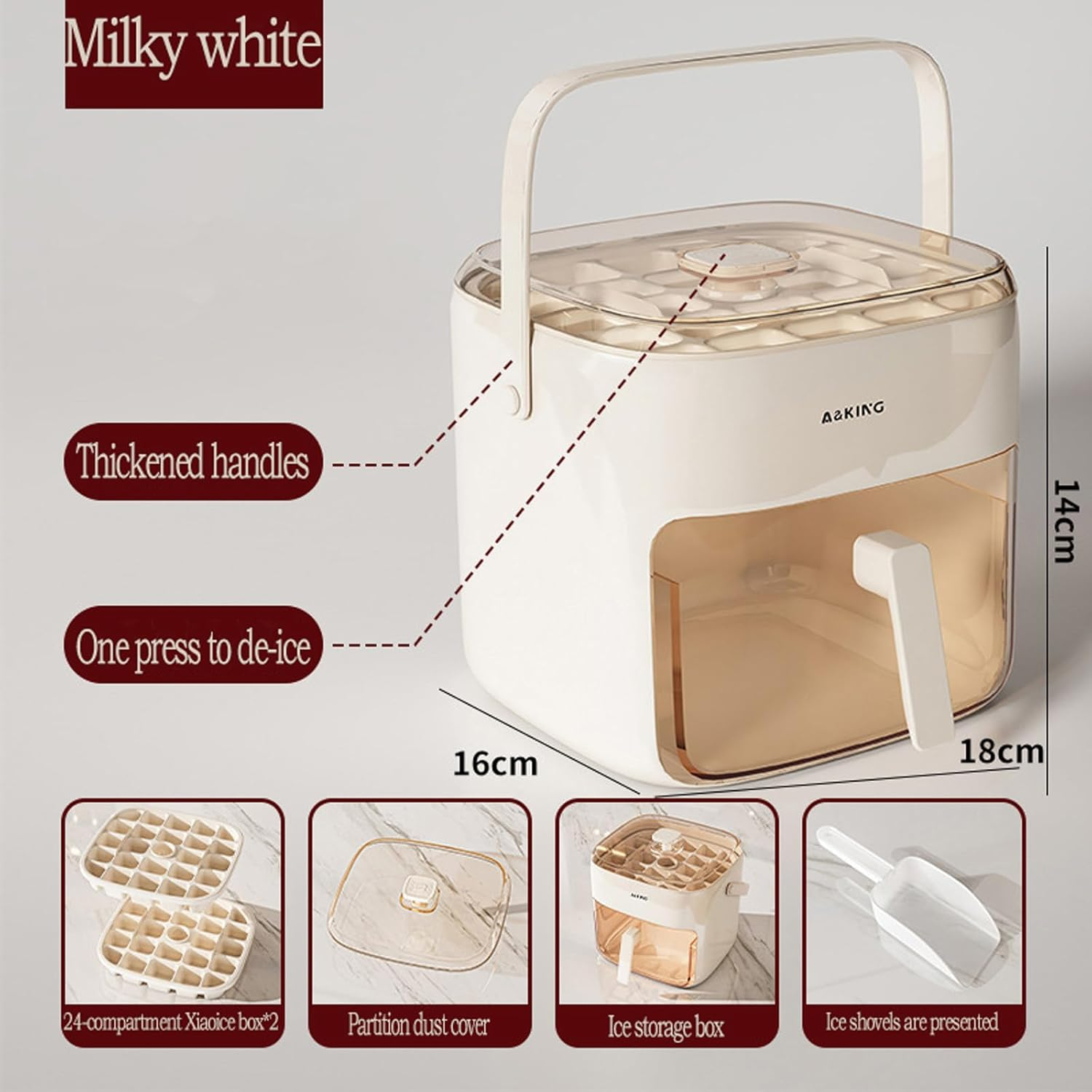 Multi-Purpose Ice Cube Maker Kit, 48-Cube Capacity with Locking Lid & Storage Container, Ideal for Home Bar, Office, RV &ndash; Compact & Reusable White image number 4