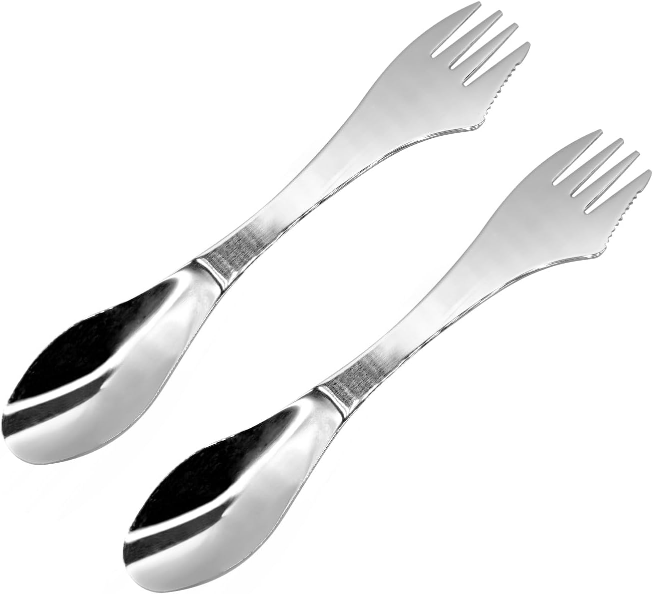 2Pcs Stainless Steel 3 in 1 Spork Camping Cutlery, Knife, Spoon, Fork Cutlery Combo for Camping, Hiking, Fishing and Any Outdoor Activities image number 2