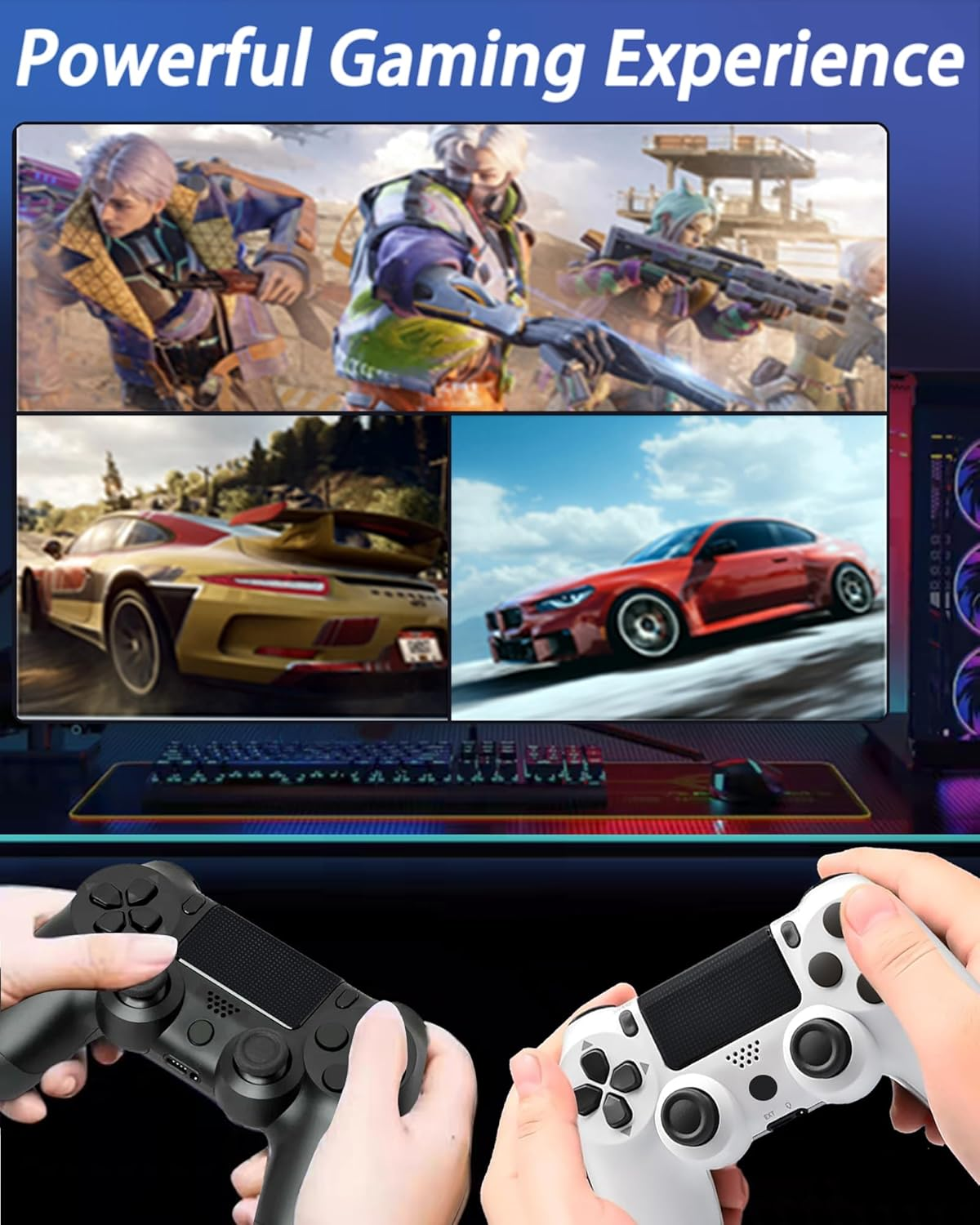 Wireless Controller for Ps-4,Compatible with P-S4/Pro/Slim/Pc Bluetooth Controller,Dual Vibration,Touch Panel, 3.5Mm Audio Jack,Six-Axis Joystick(White) image number 3