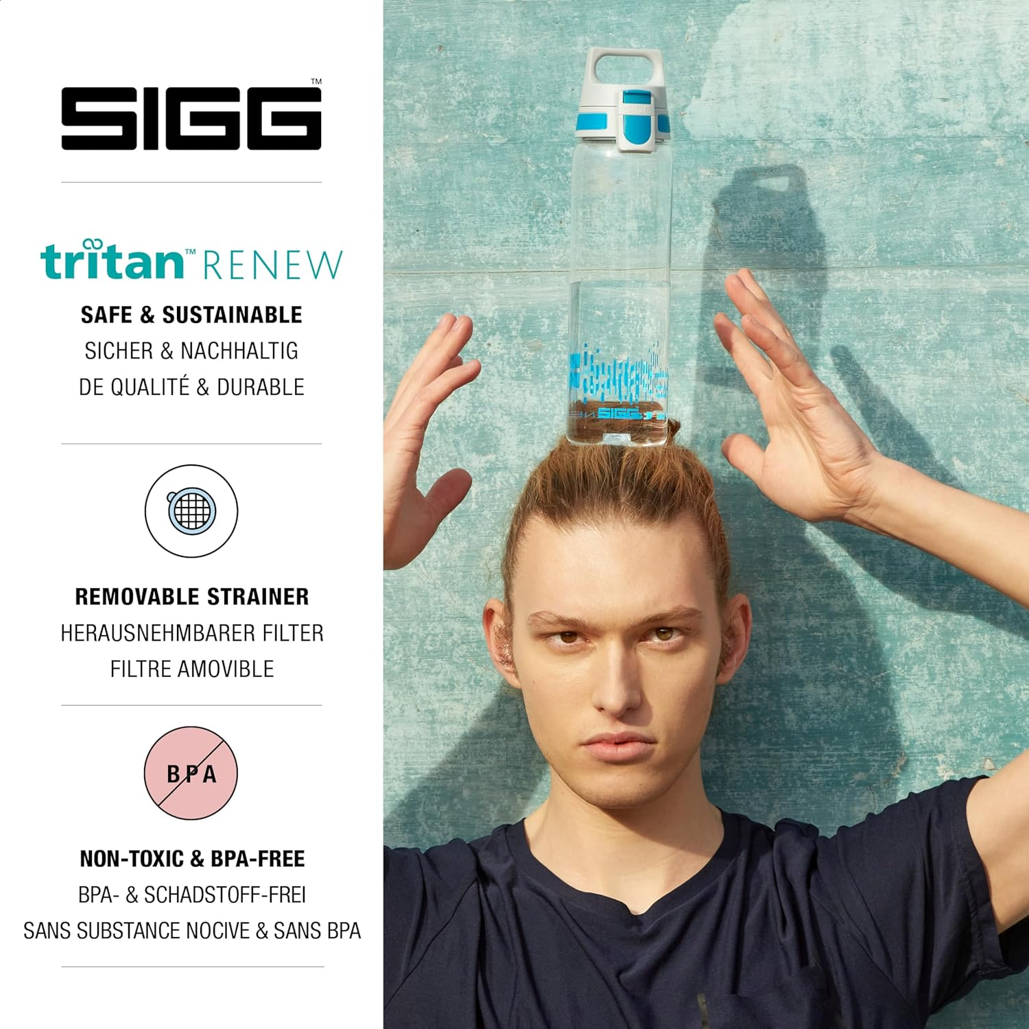 SIGG - Tritan Water Bottle - Total Clear ONE Myplanet Aqua - Suitable for Carbonated Beverages - Dishwasher Safe - Leakproof - Lightweight - Scratch Resistant - BPA Free - 25 Oz image number 6