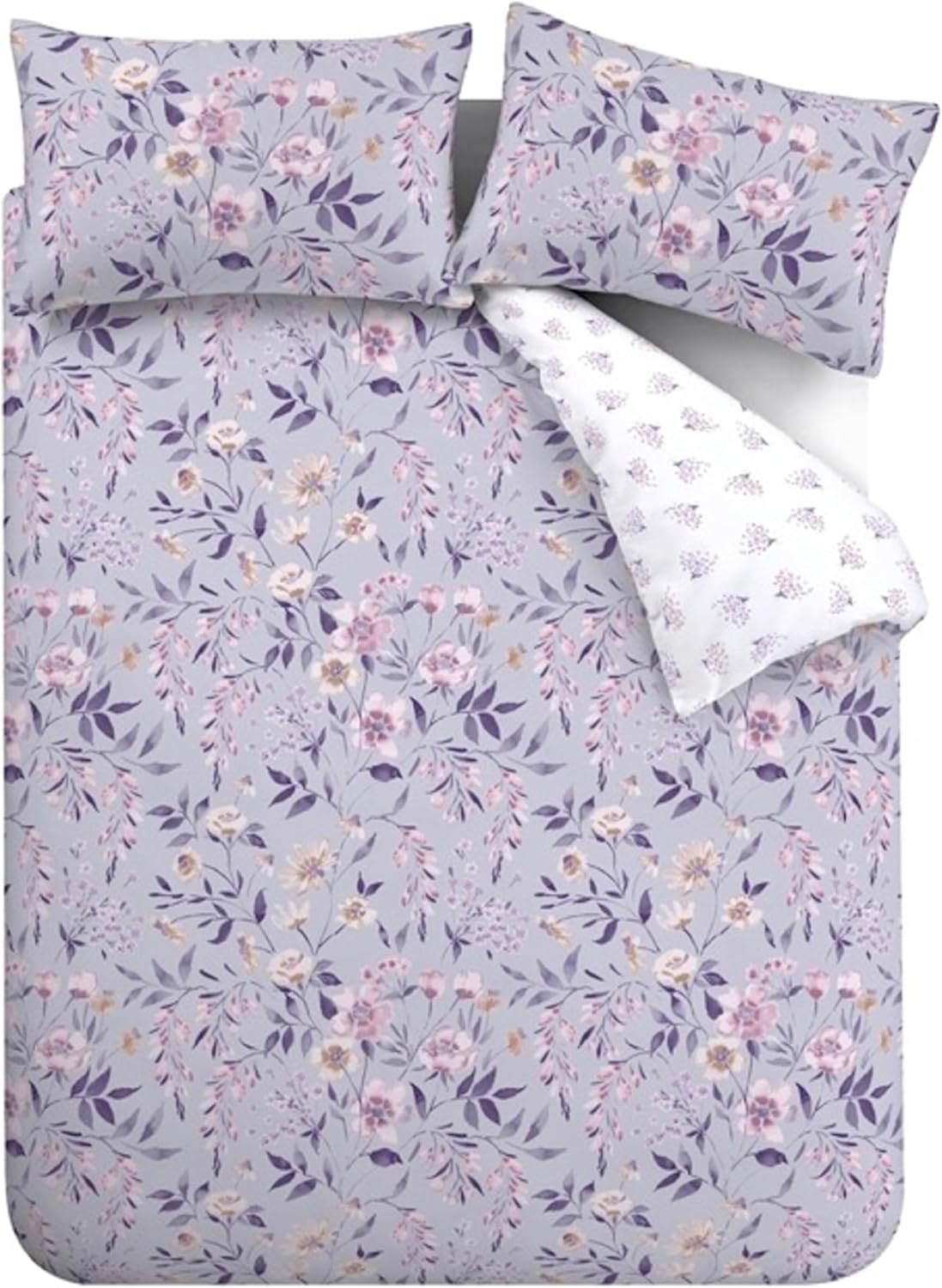 Catherine Lansfield Isadora Floral Reversible Double Duvet Cover Set with Pillowcases Lilac image number 1