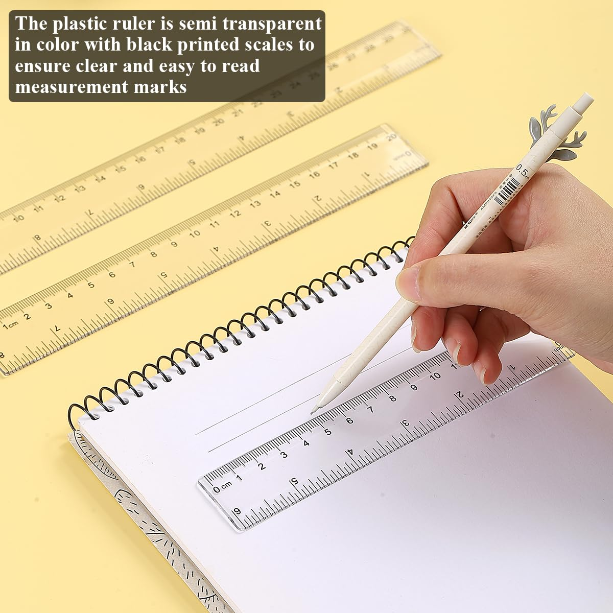 Berglander Clear Plastic Ruler Set of 3, Straight Edge, Drafting Tools, Straight Ruler for School Teaching, Office, Art Painting (Clear, 30CM, 20CM, 15CM) image number 6