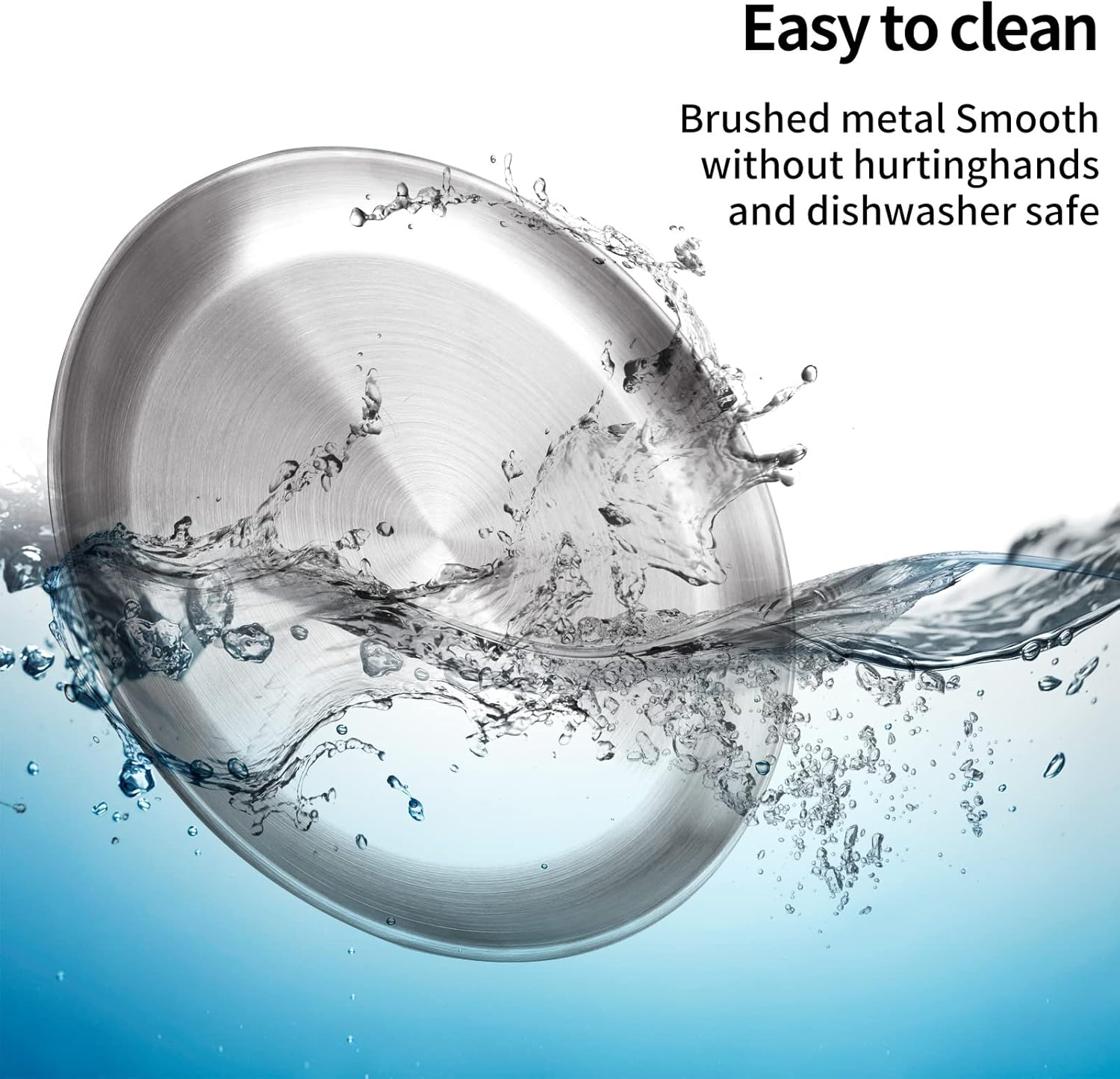 4-Piece 9" Stainless Steel Plates, Metal round Dinner Dishes for Adults, Reusable and Dishwasher Safe, Serving Camping Salad Plate for Home, Outdoor Camping, Snack and BBQ image number 5