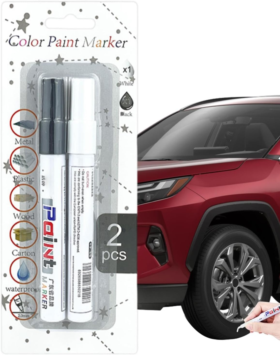 Car Paint Pen - Waterproof Auto Paint Pen Set | Multifunctional Fast Drying Automotive Primers, Long-Lasting Car Touchup Accessories for Fingernail Scratches