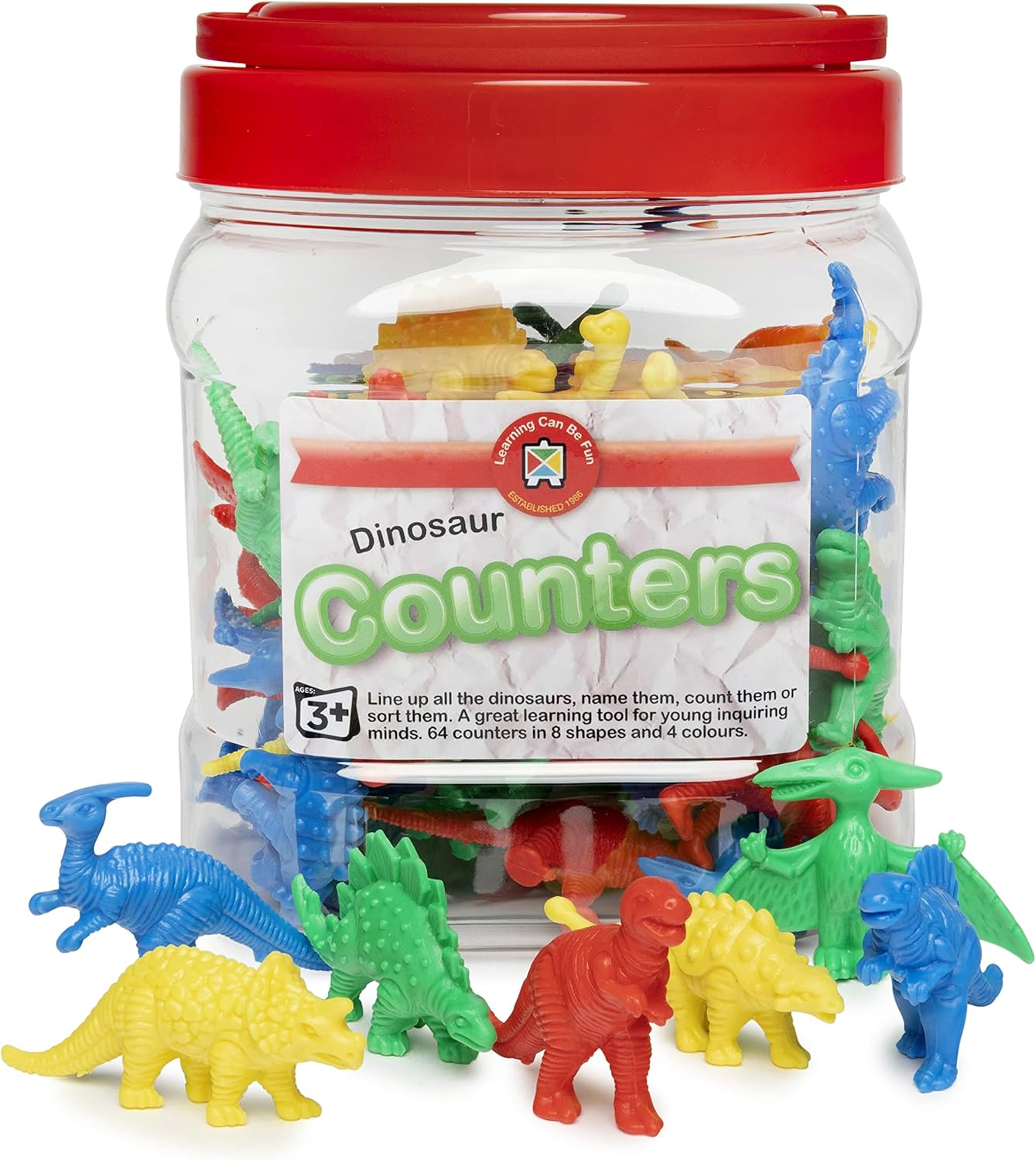 Learning Can Be Fun Dinosaur Counters Jar of 64 Pieces