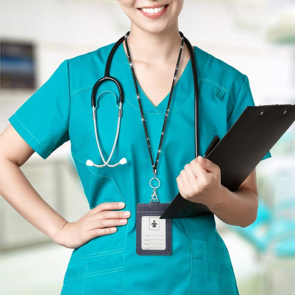 Soleebee Bling Crystal Lanyard, 31.5'' Office Neck Strap Lanyard, Lanyard Keychain with Metal Clasp & Keyring - Gray, Silver image number 3