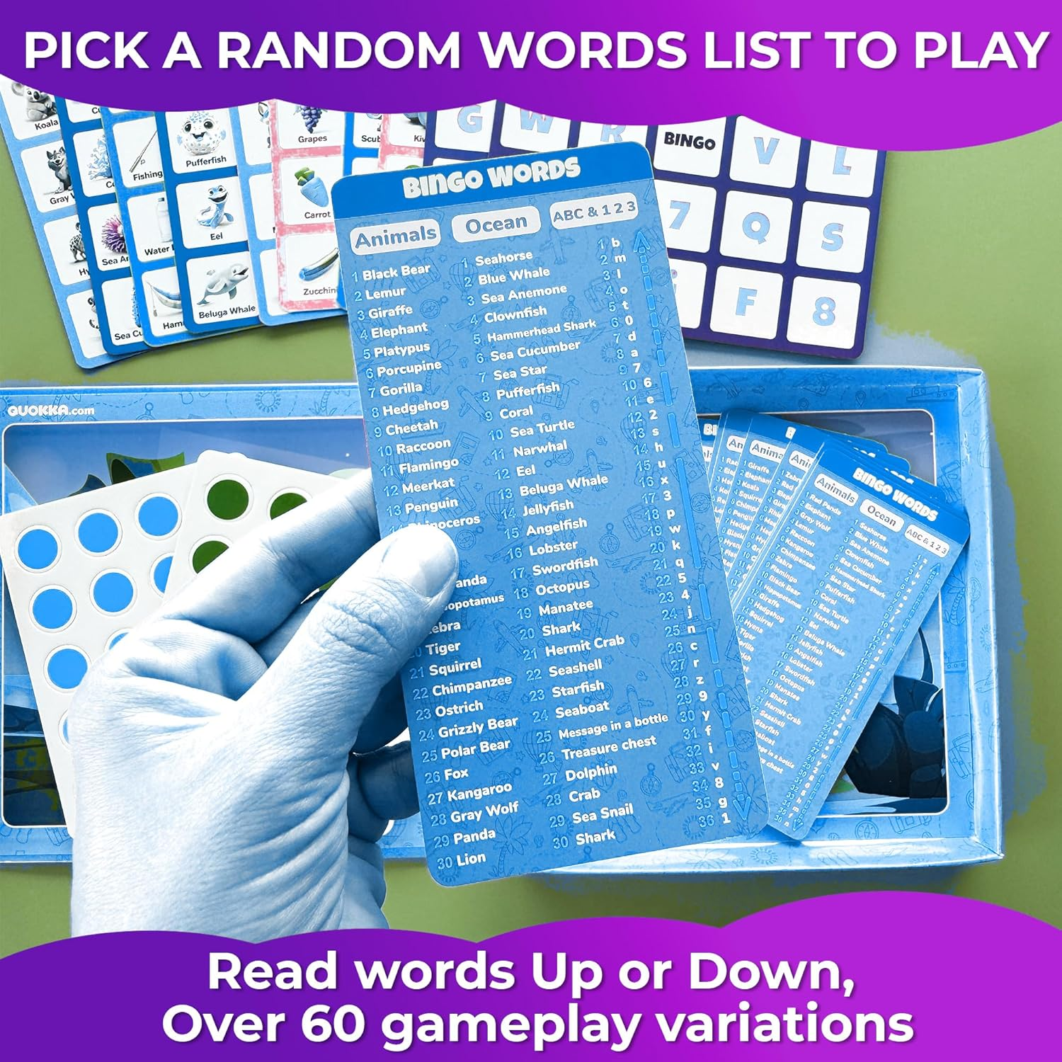 QUOKKA Magnet Bingo Game for Kids - 40 Magnetic Chips Memory Game for Toddlers 2-4 Years - 10 Magnet Cards Matching Game - 10 Cards with Words Travel Kid Games - Memory Games for Kids Ages 4-8 image number 3