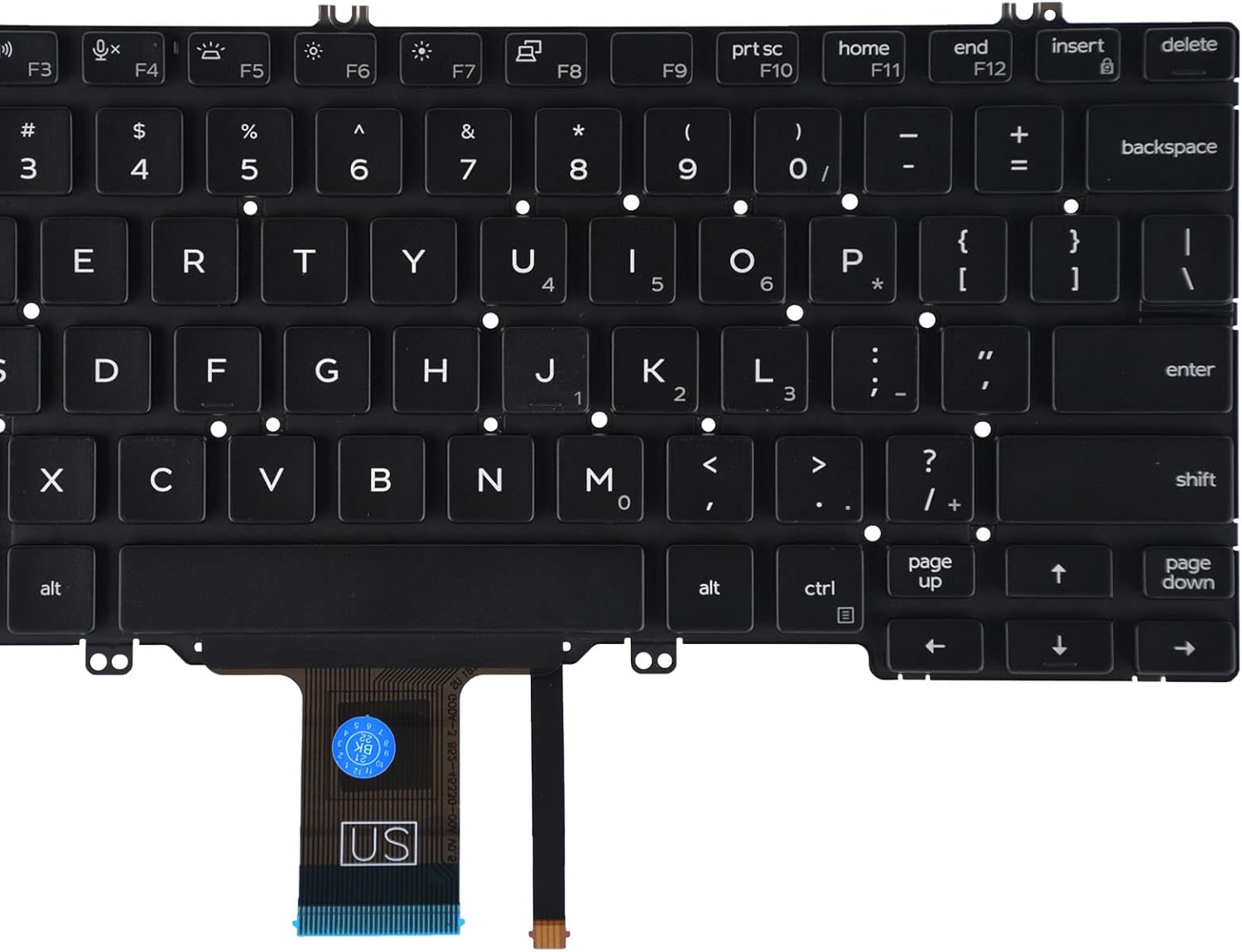 SUNMALL Replacement Keyboard Compatible with Dell Latitude 5300 7300 with Backit No Frame