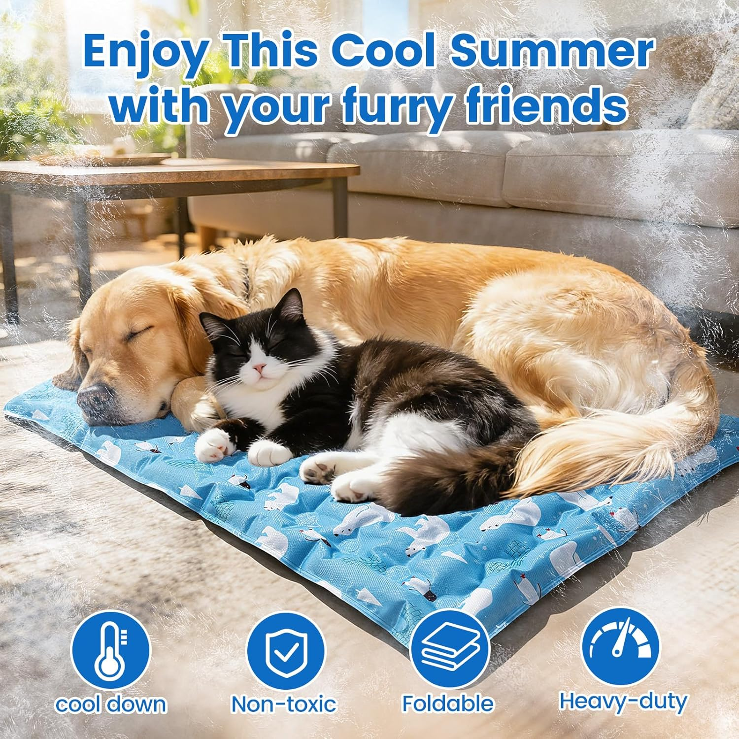 Minimighty Large Cooling Cat Bed Mat 60X90Cm, Waterproof Cooling Pad Mat for Cats Dogs, Cooling Pad for Pet Indoor Outdoor image number 6