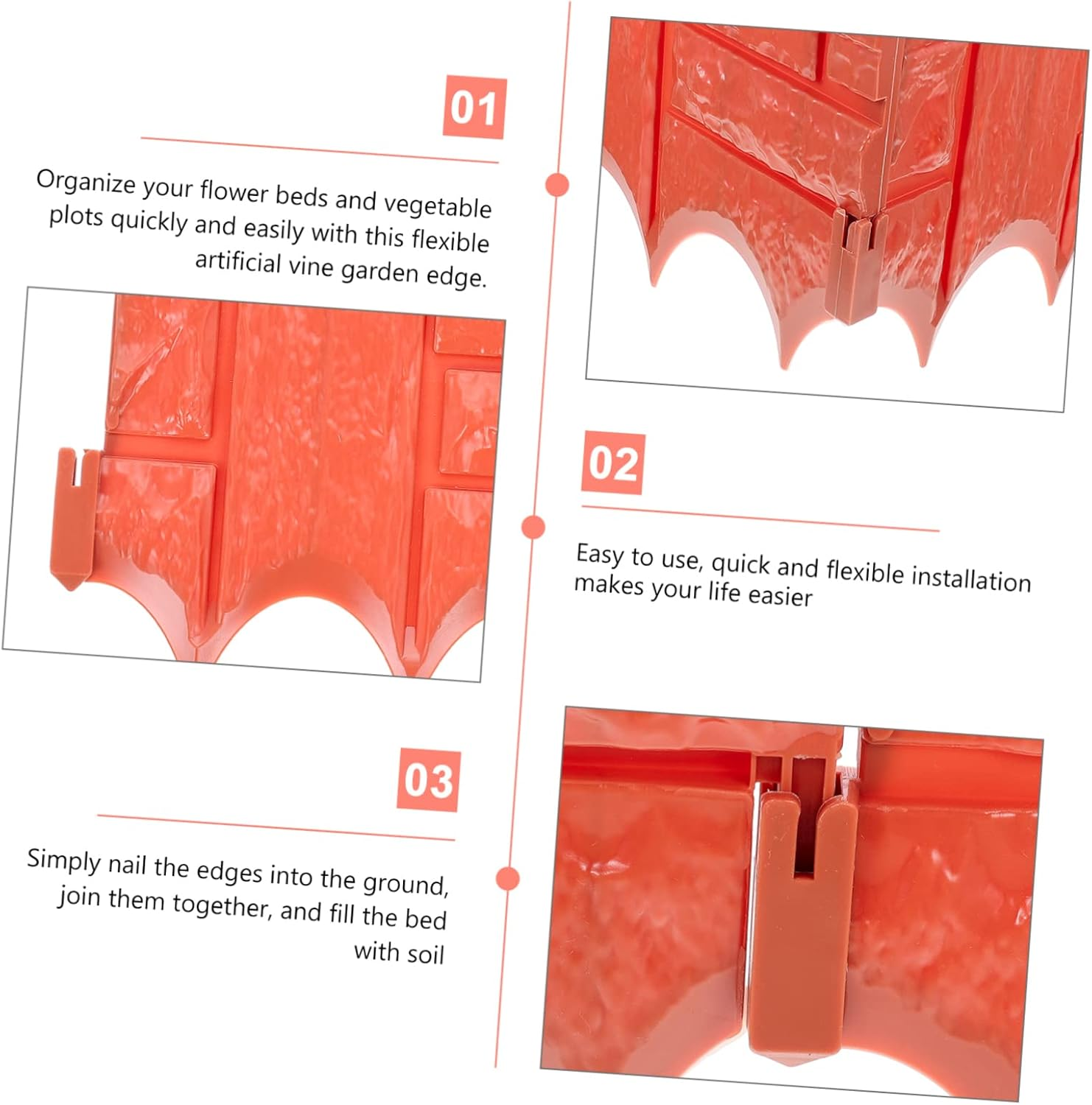 BUTIFULSIC 6Pcs Simulated Fence Garden Edging Plastic Picket Fence for DIY Decorative Plant Border Lawn Garden Borders image number 5