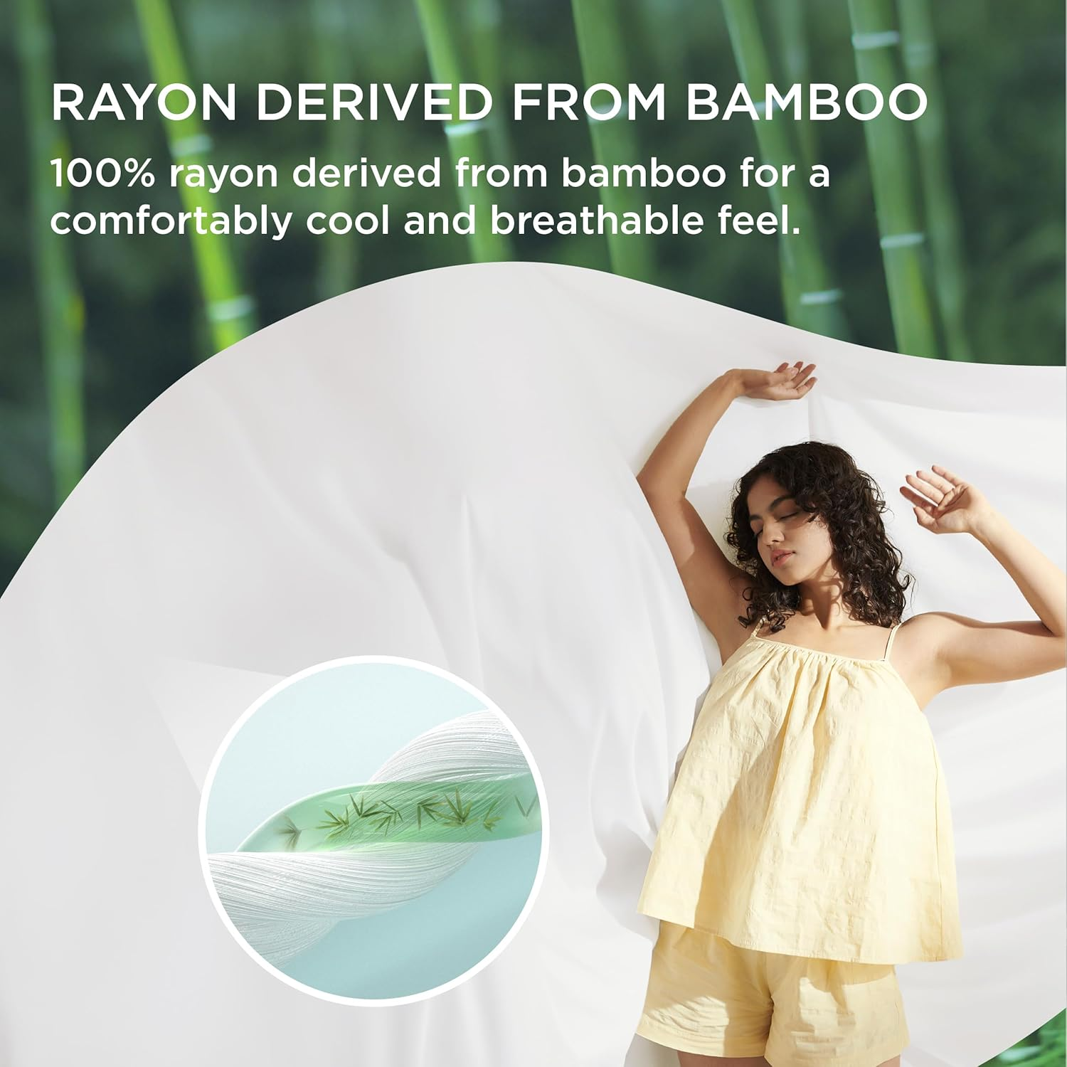 Bedsure Silky Cooling Queen Quilt Cover Set - Lightweight 100% Rayon Derived from Bamboo Doona Cover Queen for Hot Sleepers, Breathable & Moisture-Wicking Bedding Set, White image number 4