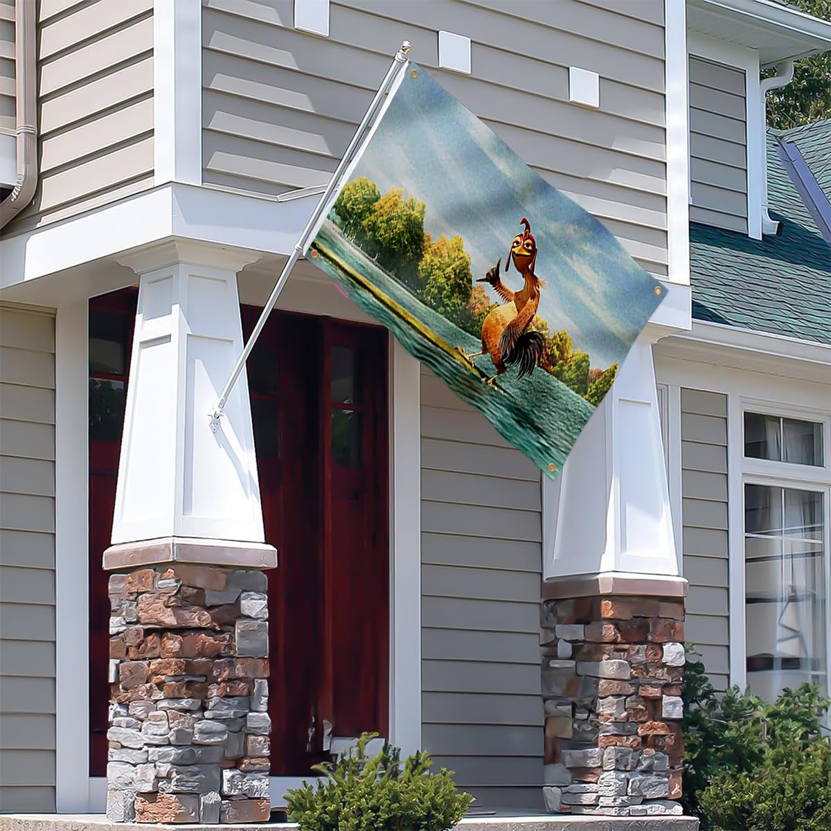 Chicken Joe Flag 3X5Ft Funny Cool Flag Banner Surf'S up Vibrant Colors for College Dorm Room Decorations Double Sewing Edges and 4 Shiny Brass Grommets (3X5Ft) image number 4