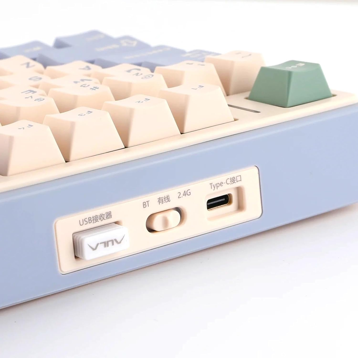 AULA F75 Wireless Mechanical Keyboard &ndash; Tri-Mode 75% Layout &ndash; Hot Swappable &ndash; RGB &ndash; Gasket Mount &ndash; PBT Keycaps &ndash; 4000Mah Battery (Cedar Green (Ice Vein Switch))