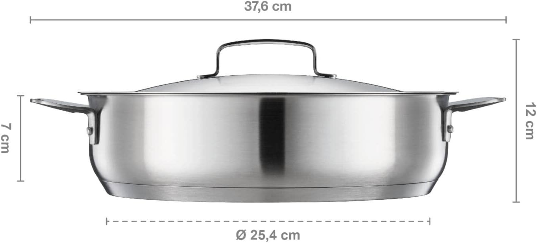 Fiskars Roasting Dish with Lid, Diameter 28 Cm, Coated, Suitable for All Hobs, Recycled Stainless Steel, All Steel, Silver, 1064749