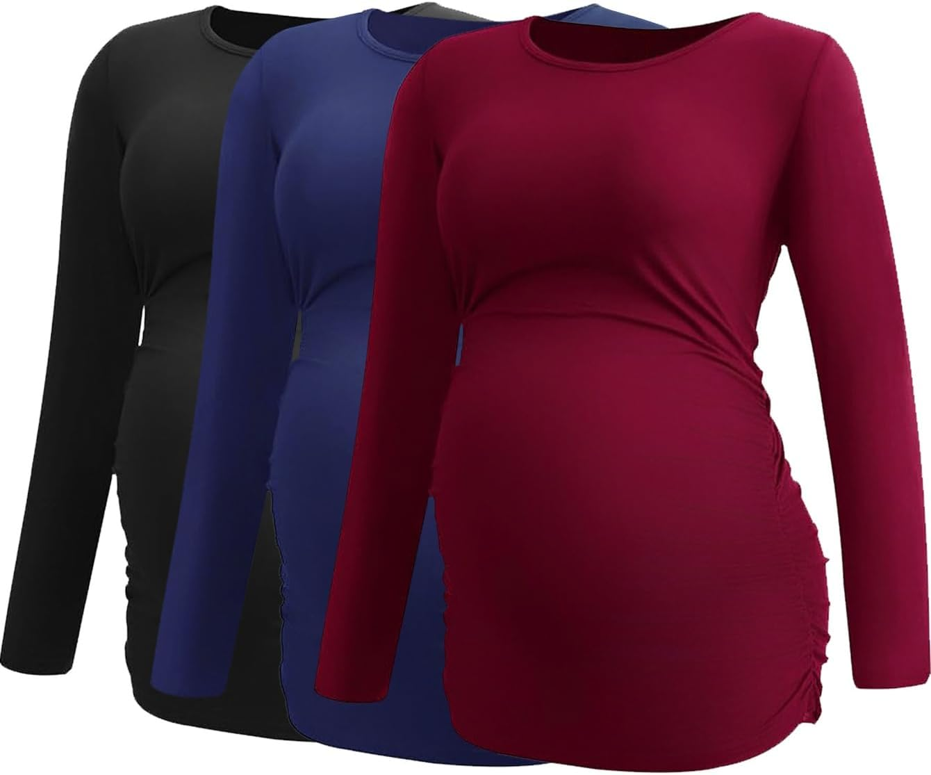 PARNIXS Long-Sleeved Jumpsuit for Pregnant Women, Breathable, Sweat-Absorbent and Slimming Casual and Fashionable Pregnant Women'S Top, Large-Sized Stretch 3-Piece Set image number 3