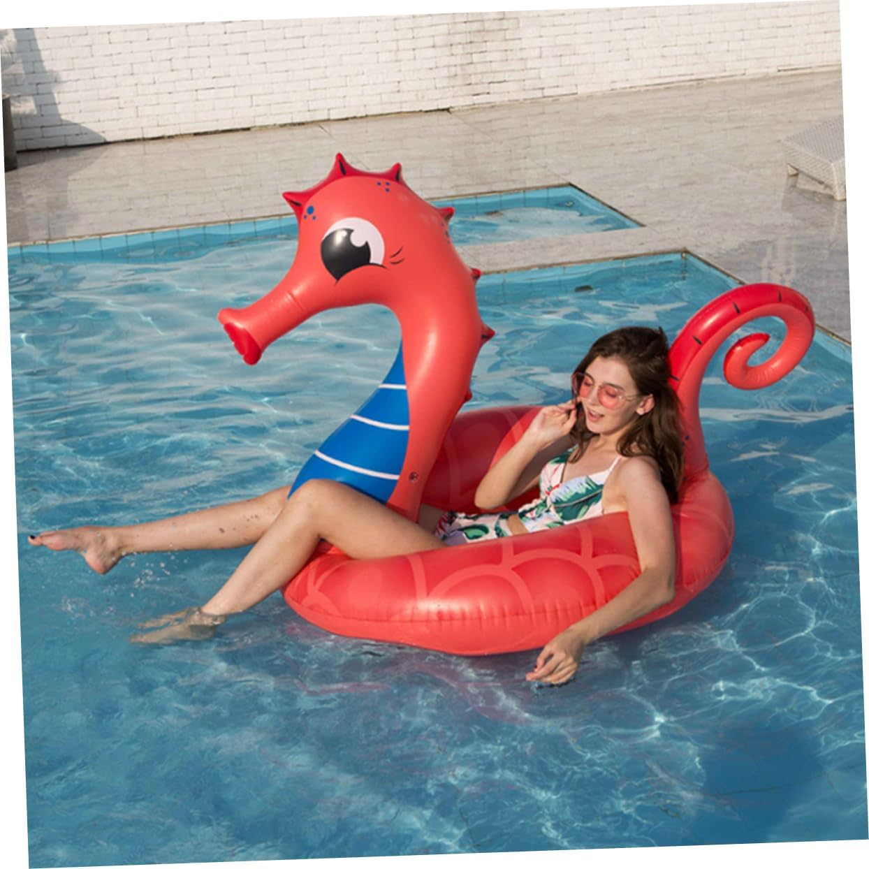Ibasenice Inflatable Sea Horse Swimming Mouth for Adults Boys and Girls Pool Beach Fun image number 6