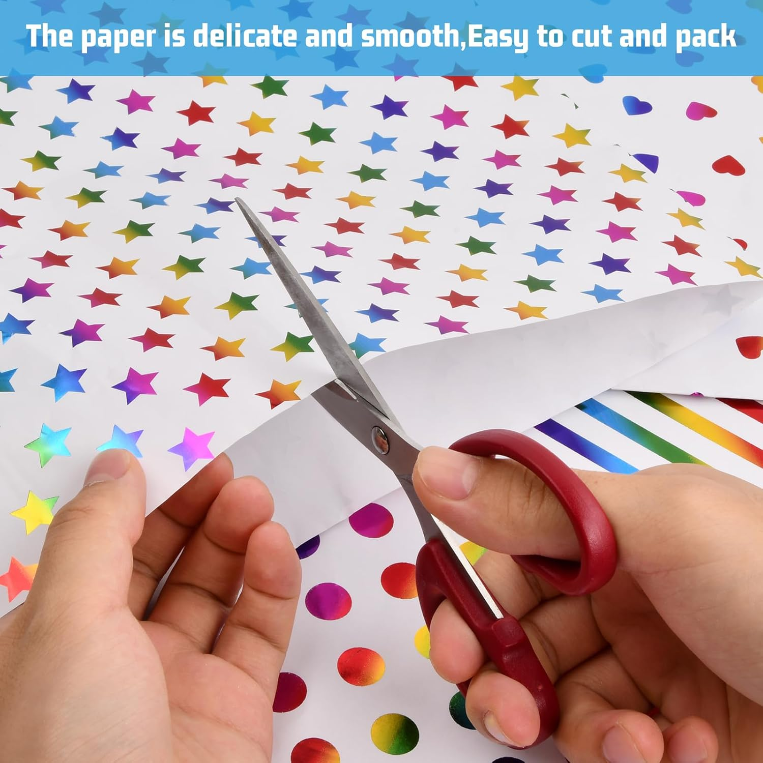 4 Sheets of Colourful Gift Wrapping Paper 27 * 19In Colourful Gift Packaging Set, Gift Wrapping Paper Mini Roll with Iridescent Stripes Printed Paper, Diy Wrapping Paper for Birthday Wedding Holiday image number 4