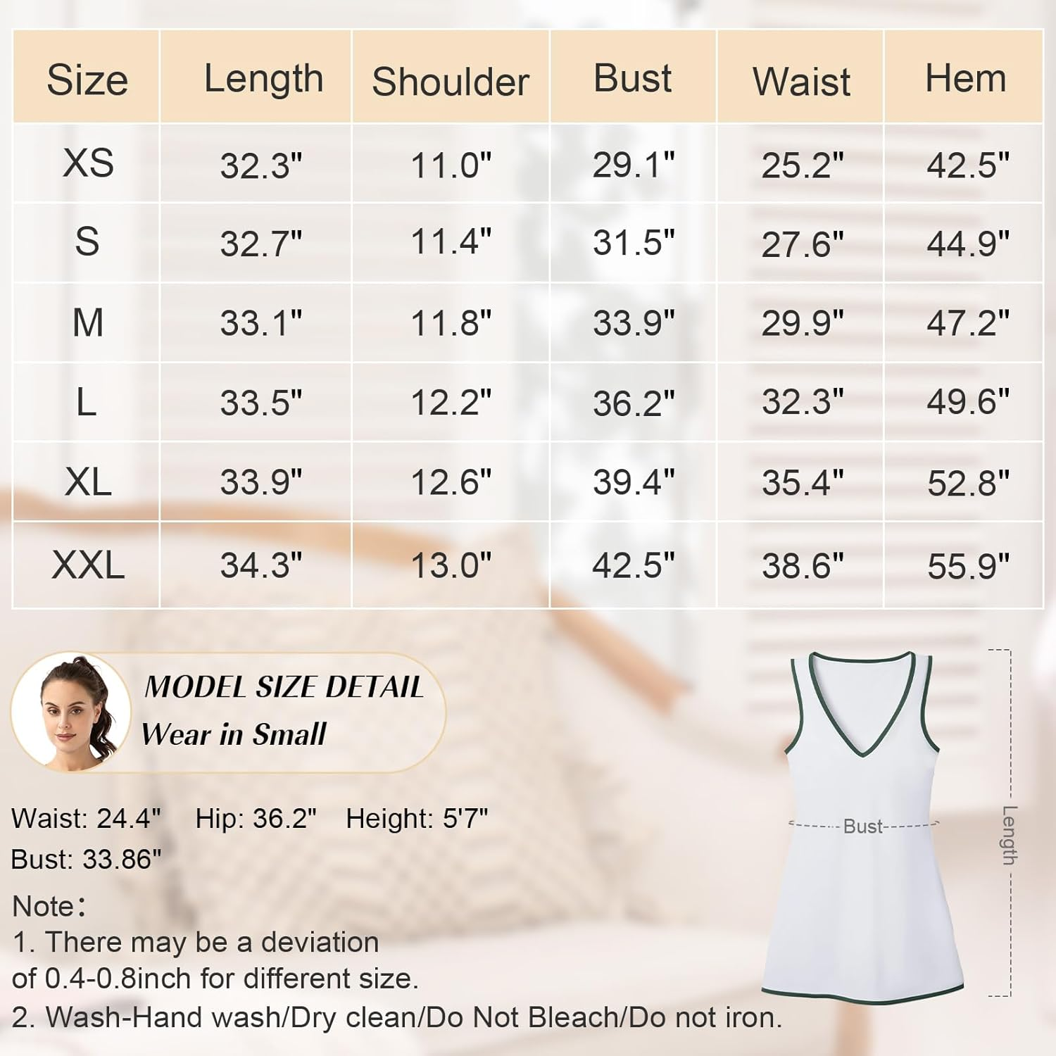 FKEEP Tennis Dress with Shorts Womens V Neck Athletic Workout Golf Dress Casual Sleeveless Colorblock Dress image number 2