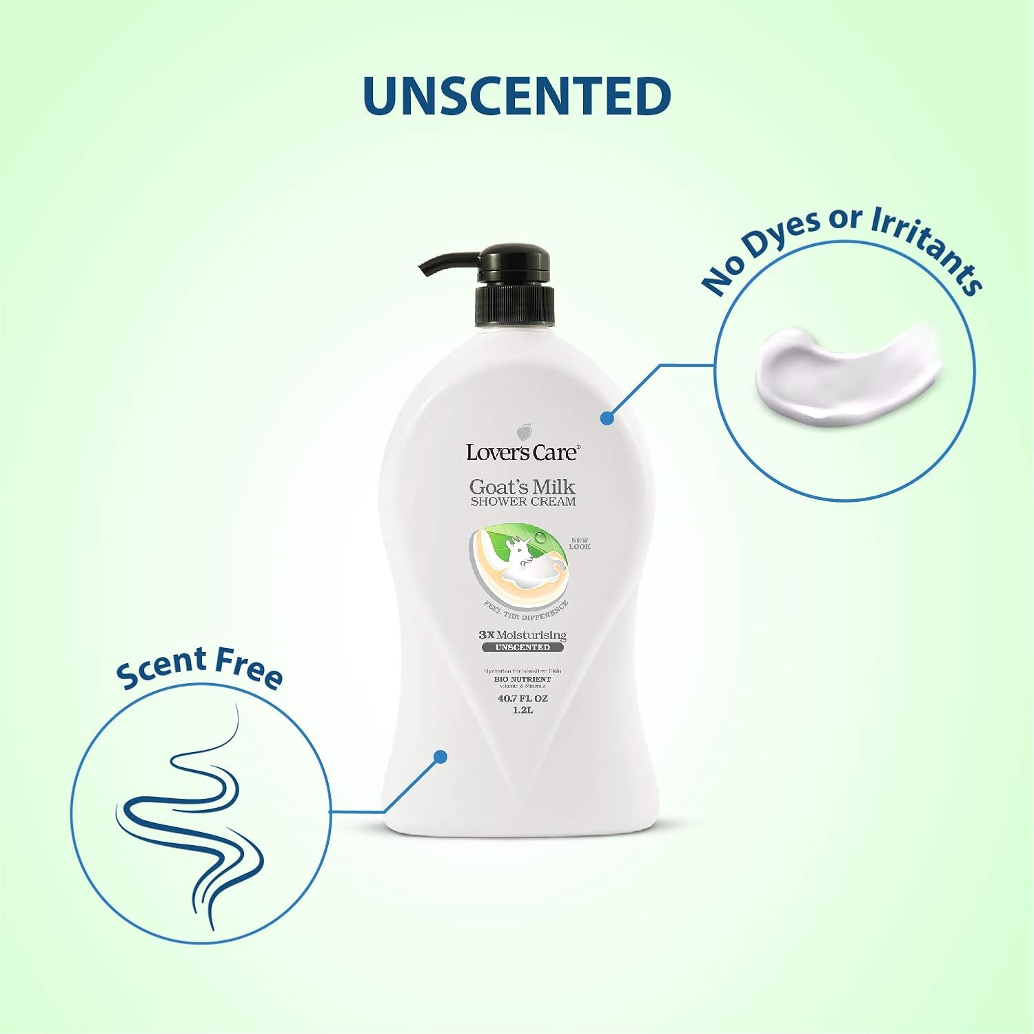 Lover'S Care Goat'S Milk Shower Cream, Unscented, 1.2 L