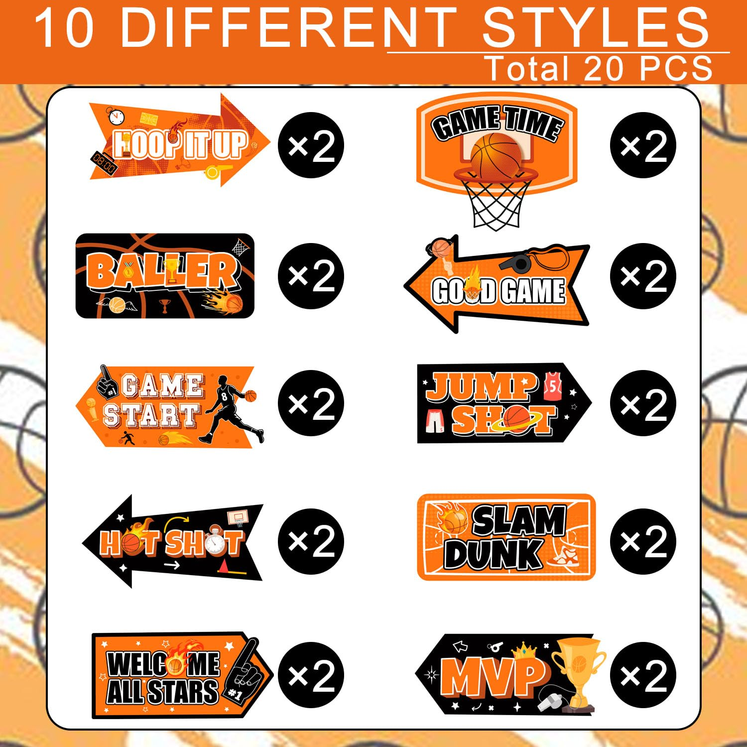 Basketball Party Sign, 20 Pcs Welcome Sign for Basketball Party, Yard Sign & Birthday Decorations Signs for Decorations Supplies image number 4