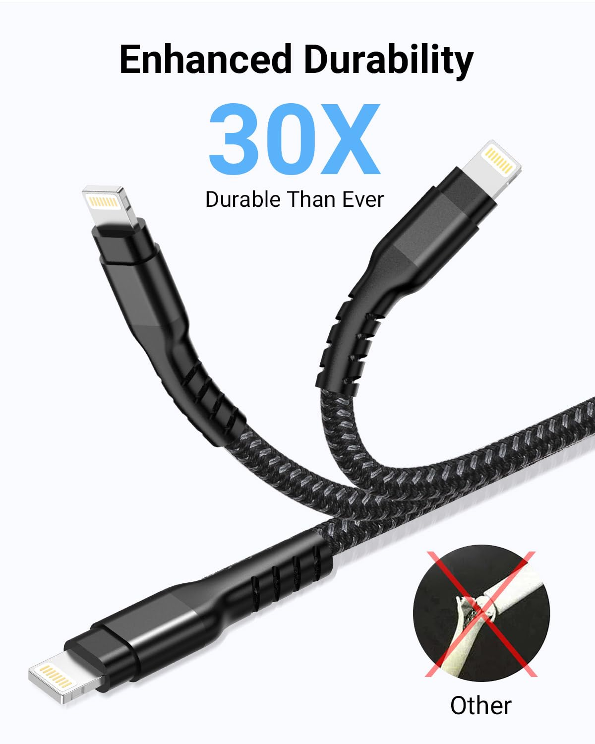 Azhizco Lightning Cable 3M 2Pack, Long Iphone Charger Cable Mfi Certified USB a to Lightning Cable Iphone Cable Fast Charging for Iphone 14 13 12 11 Pro Max Mini XS XR X 8 plus Ipad image number 2