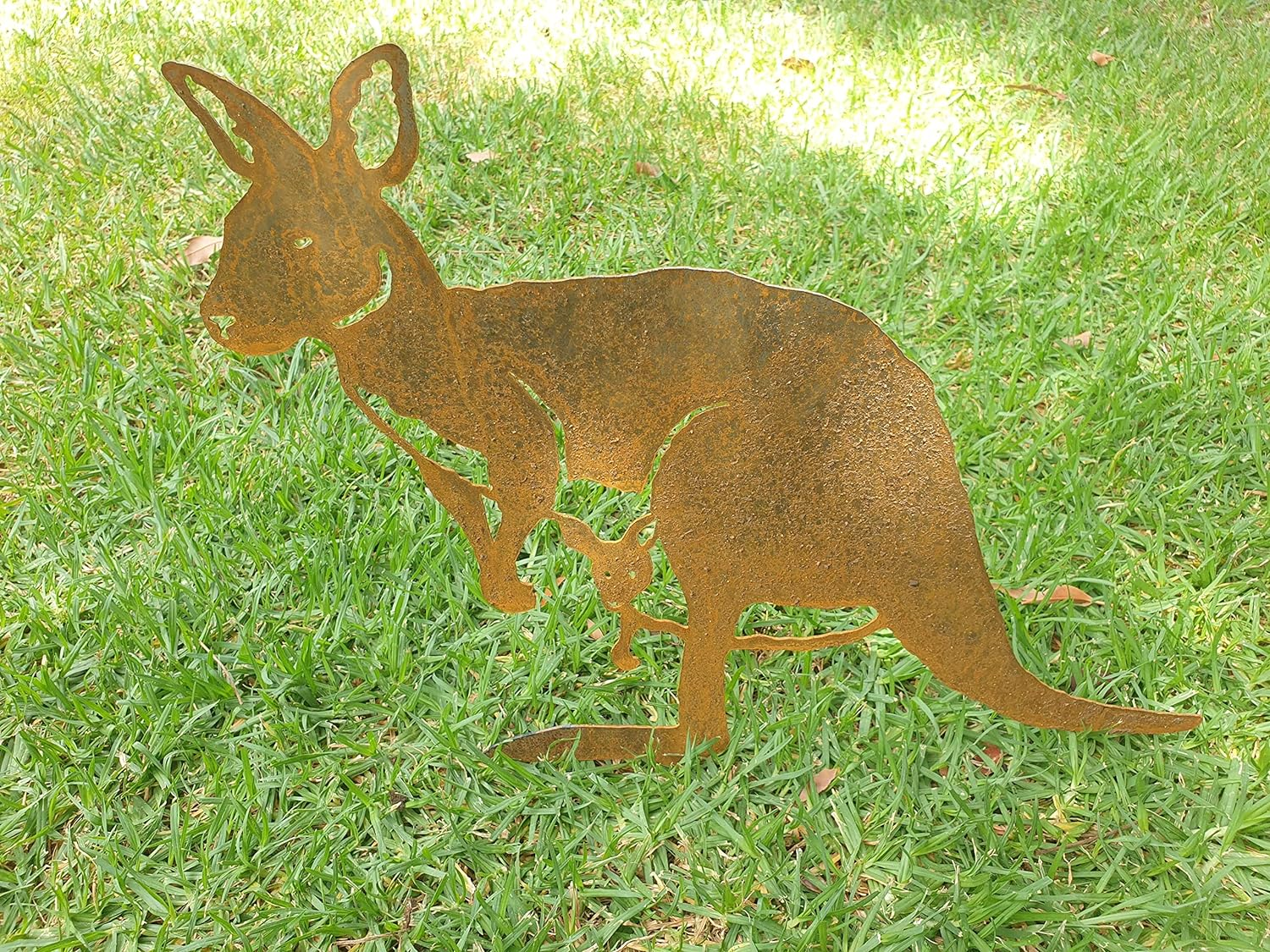 Kangaroo Garden Stake - Australian Made Rusted Metal Garden Art image number 3
