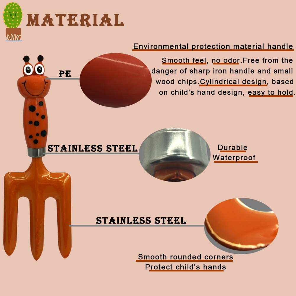 Kids Gardening Tools Set Metal Hand Shovel Mini Garden Tools for Kids, Safe Toy Gardening Tools for Soil Planting Digging Transplanting 4 Pieces image number 2