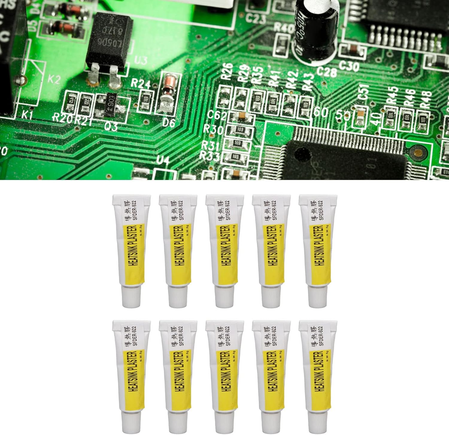 10Pcs LED Thermal Paste Silicone Grease GPU Thermal Paste, Each 5G 1.5MPA Strong Adhesion Thermal Conductivity Heatsink Glue for All Heat Sinks without Fixed Clips image number 1