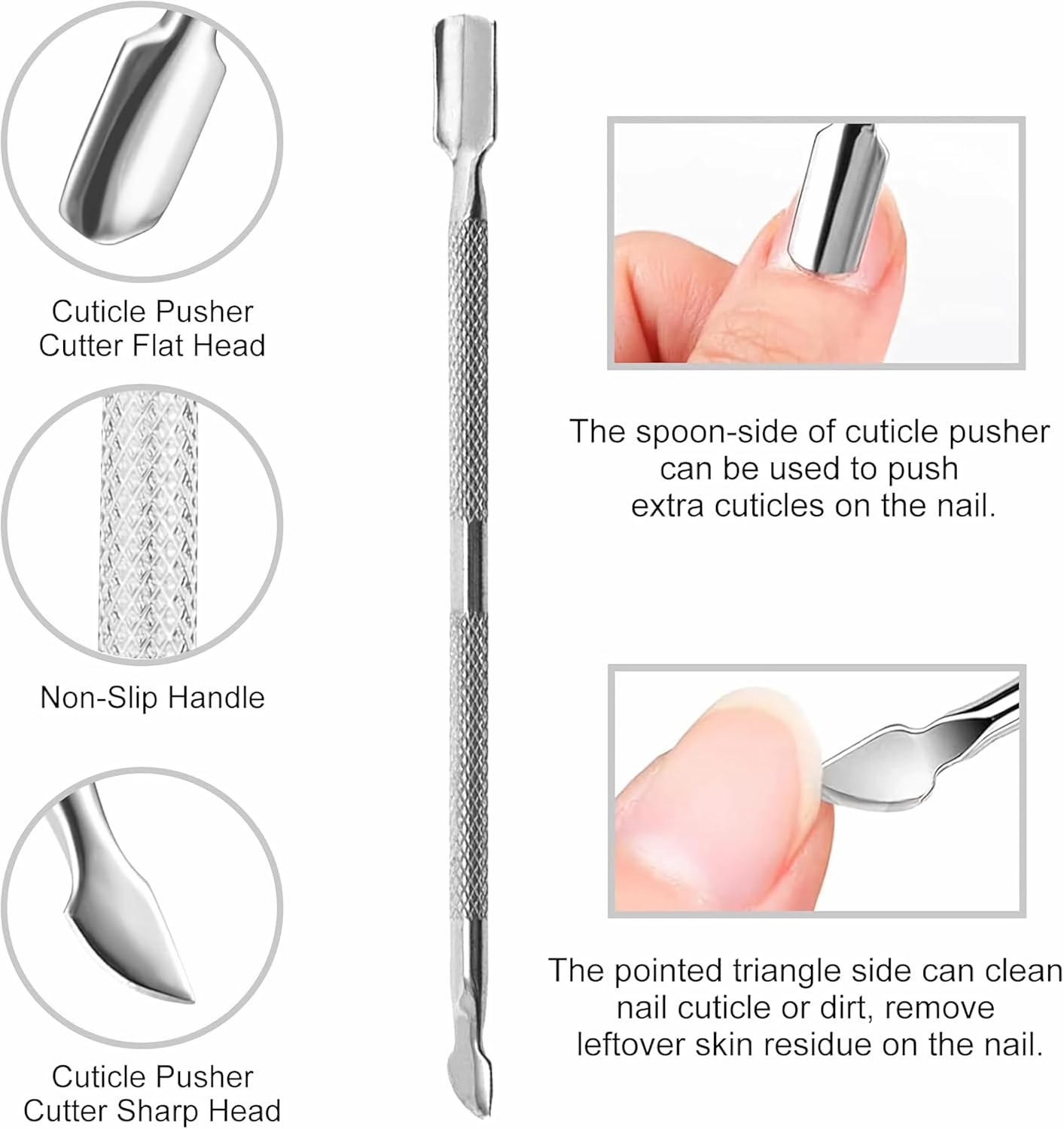 7 Pcs Cuticle Trimmer Cuticle Remover with Cuticle Pusher Tools Kit, Professional Stainless Steel Nail, Cuticle Clippers, Cuticle Pusher, Nail Cuticle Trimmer, Manicure and Pedicure Kit, Nail Tools image number 4