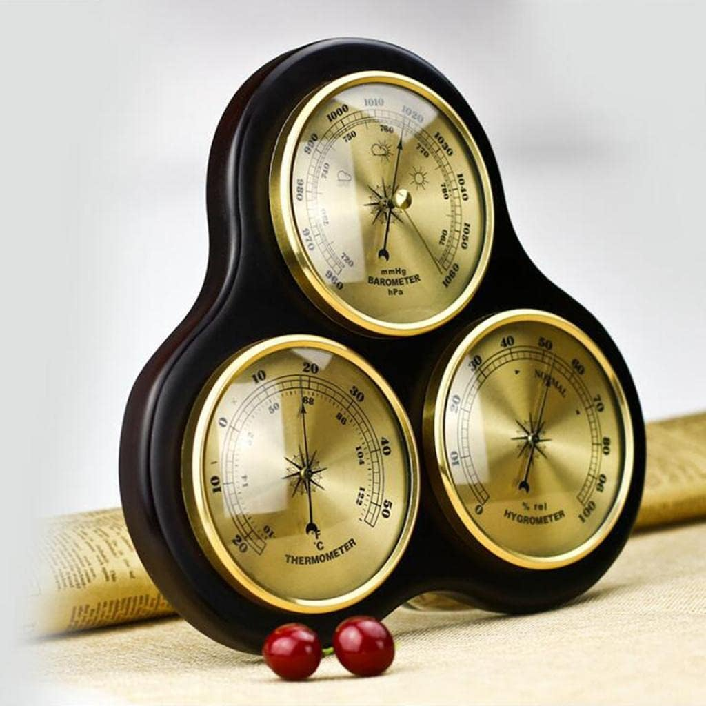 Baosity Wooden Thermometer, Hygrometer, Barometer Traditional Weather Station Indoor Outdoor