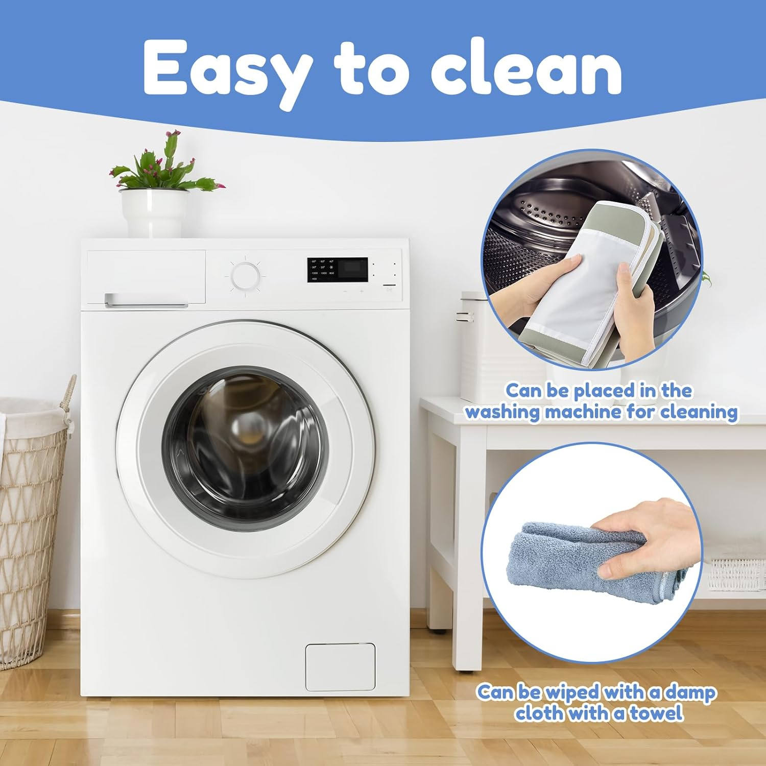 Bath Kneeler and Elbow Rest Pad Set, Comfortable Foam Thickest Bathtub Kneeler Pad with 4 Organizer Pockets, Anti-Slip Bath Tub Elbow Pad, Washable Baby Bath Cushion Bath Kneeling Pad for Bathroom image number 3